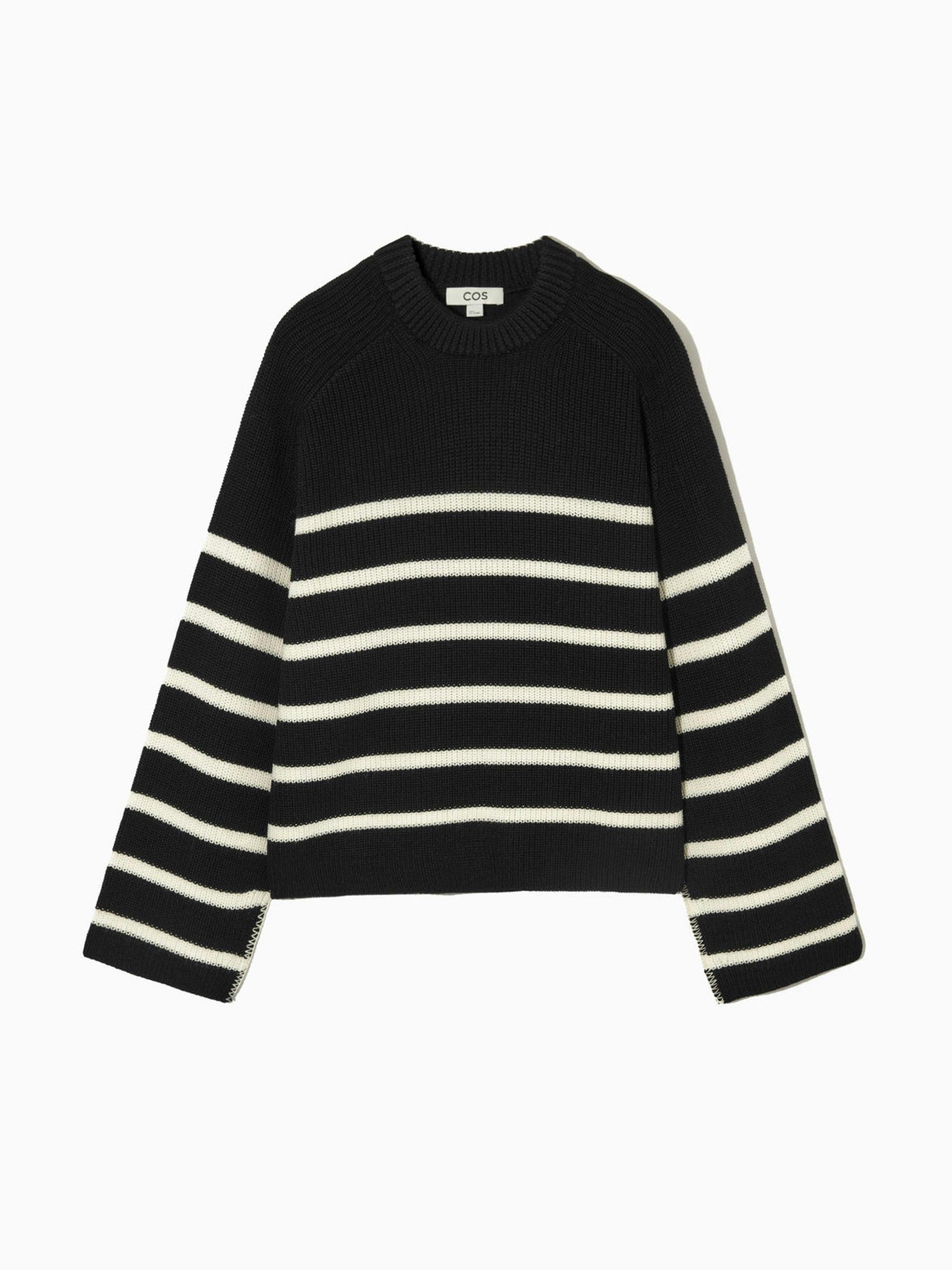 Heavyweight striped knitted jumper