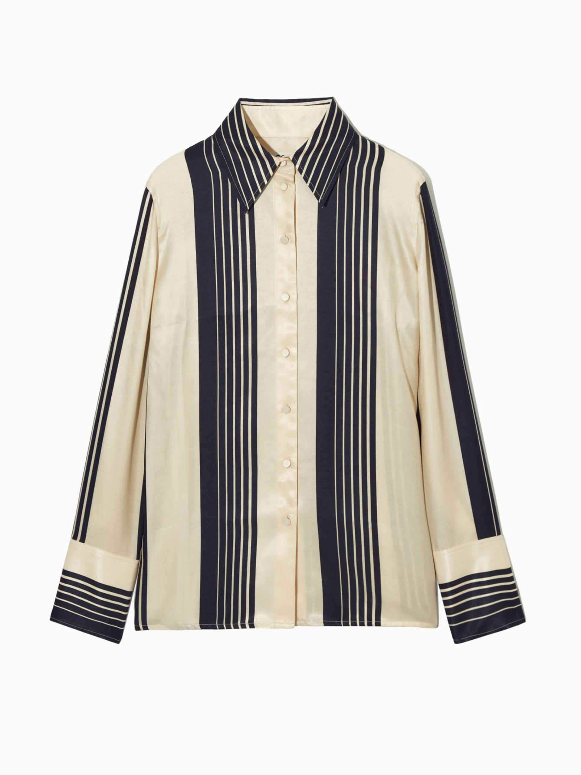 Striped oversized satin shirt