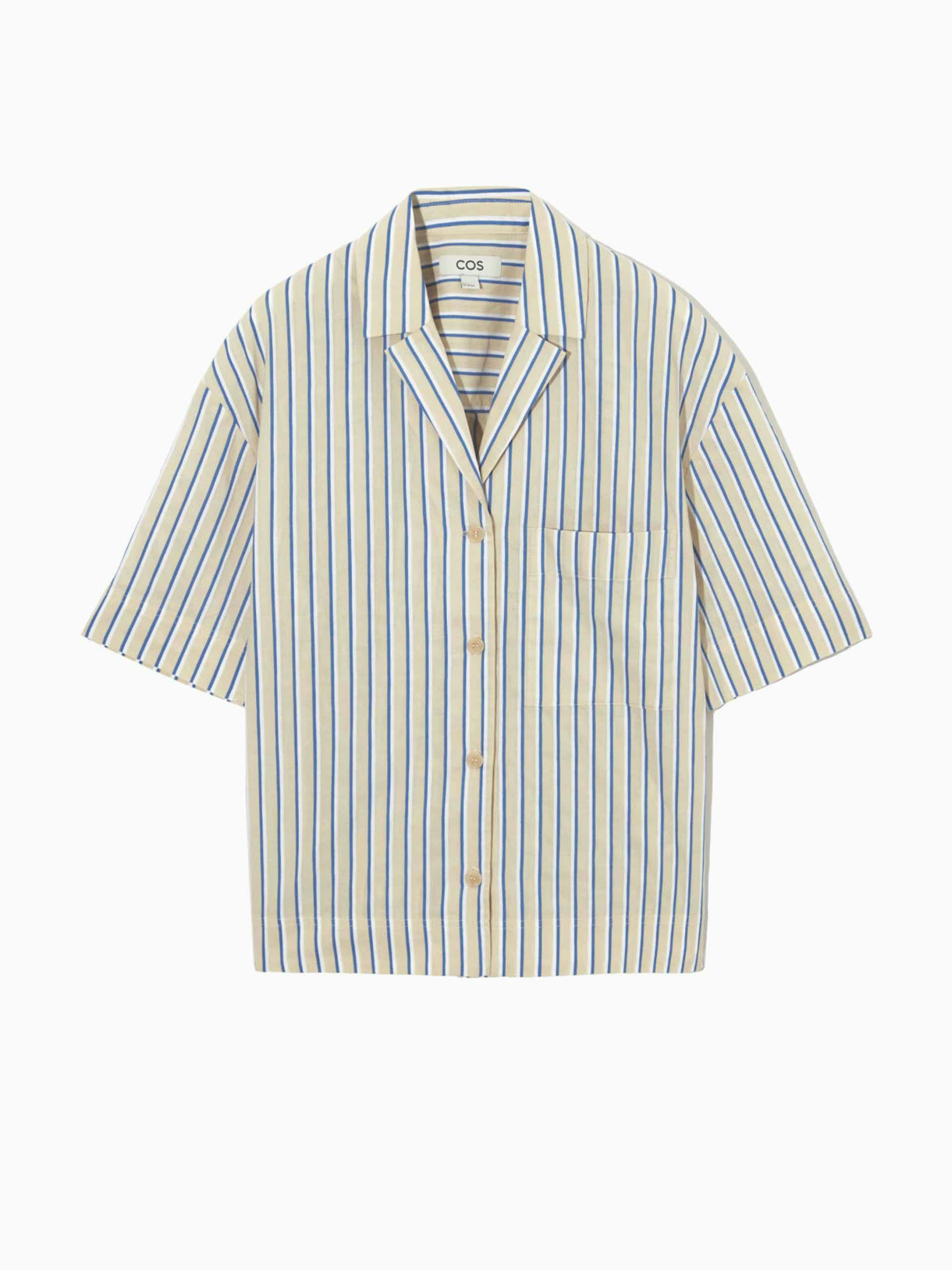 Striped linen short sleeve shirt