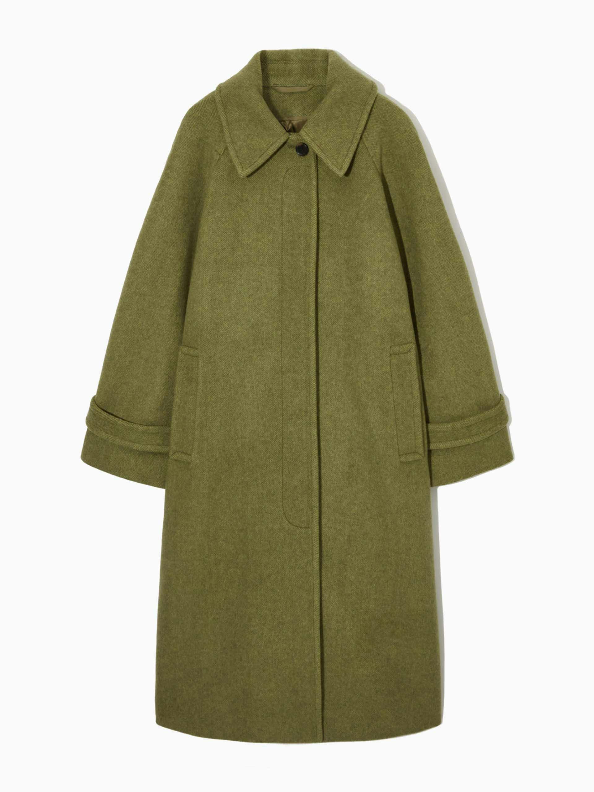 Tailored herringbone wool-blend coat