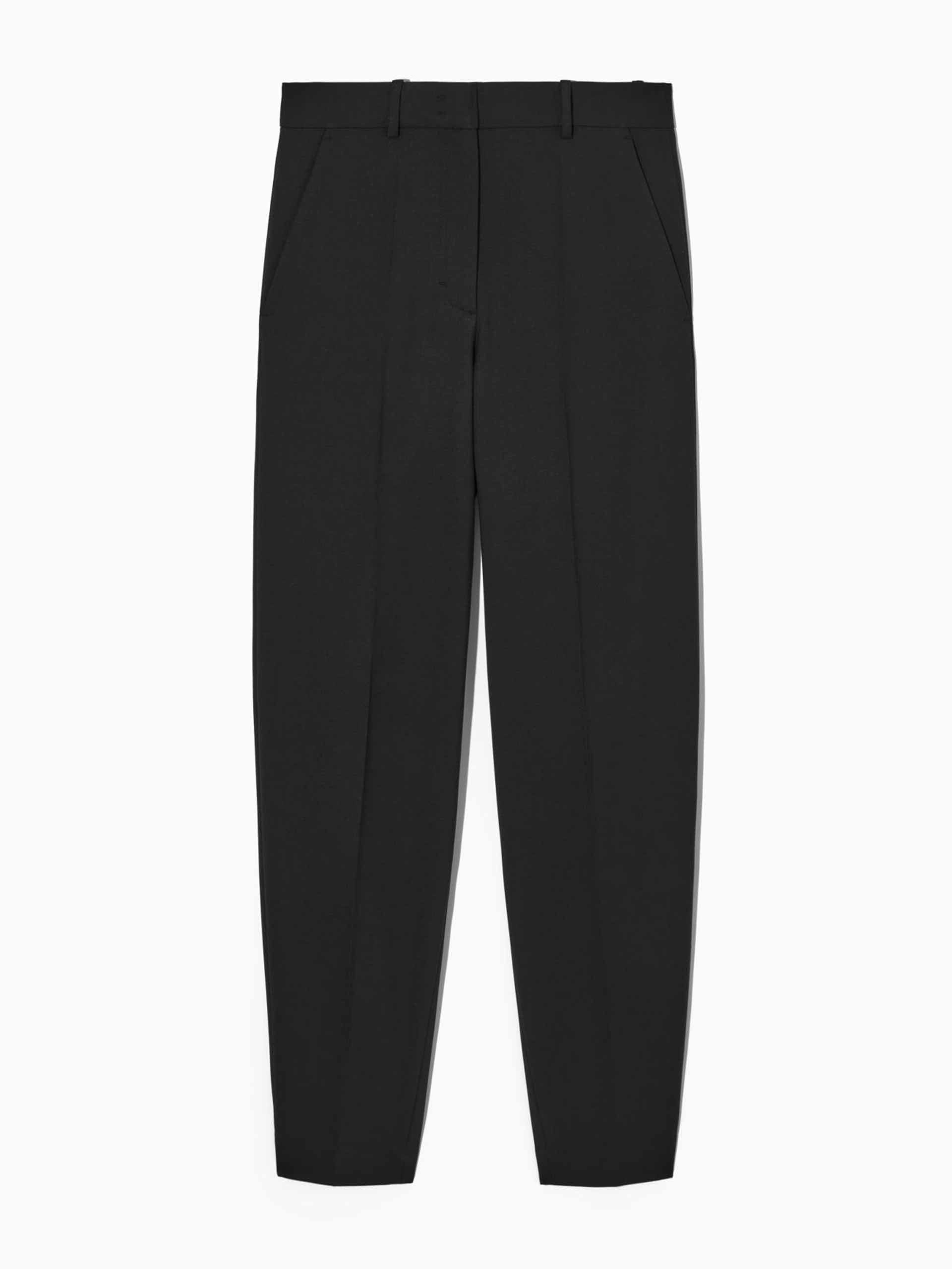 Regular fit tapered wool-blend trousers