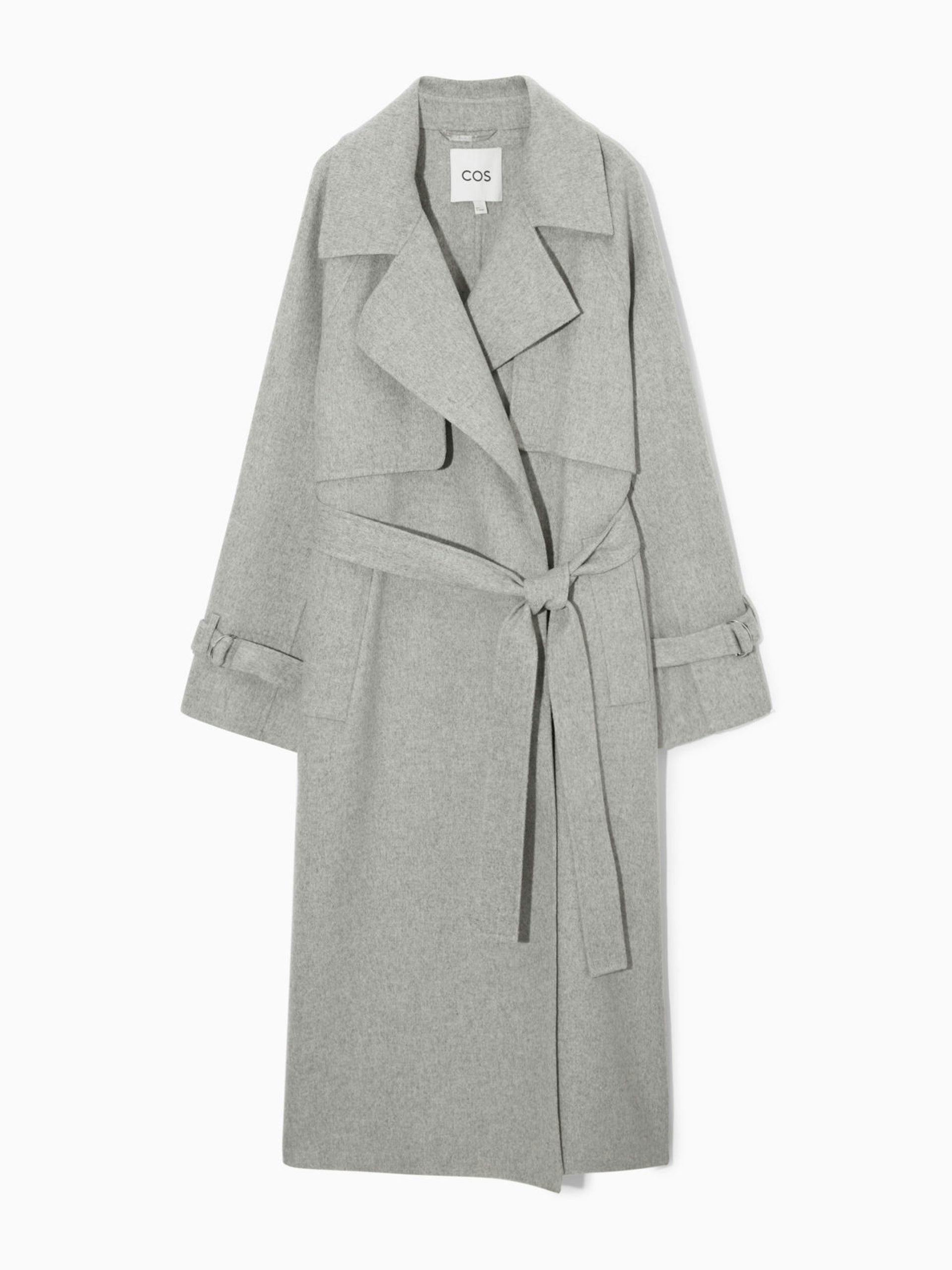 Grey wool trench coat