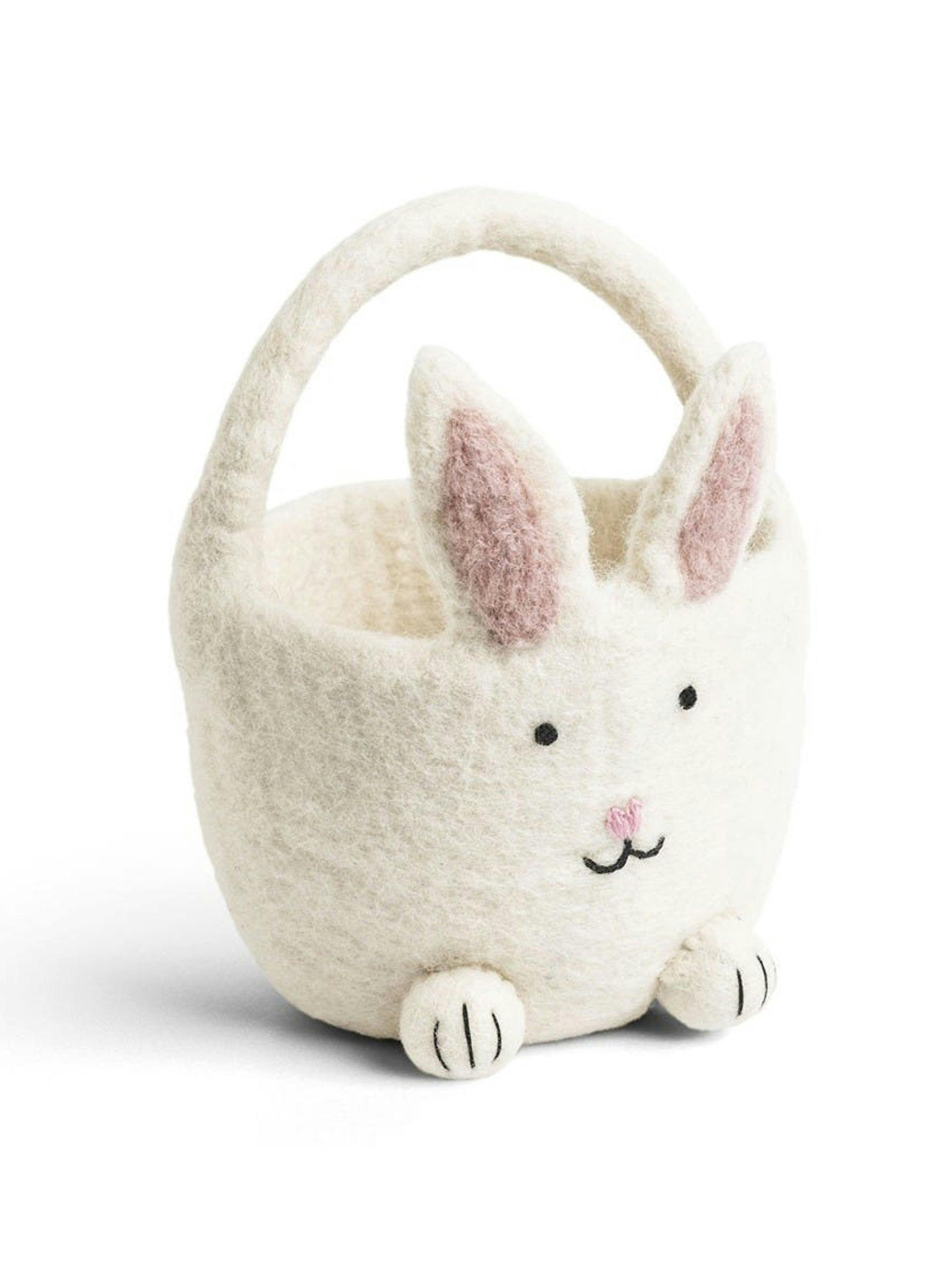 White felt bunny basket