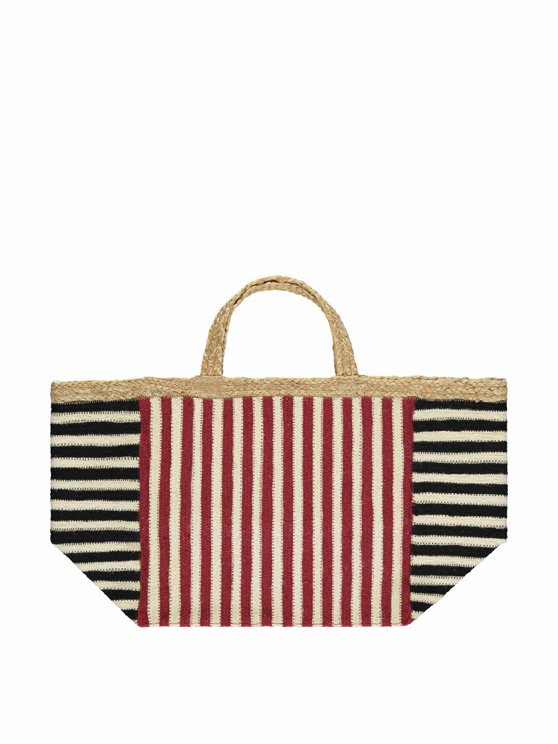 Striped jute tote bag