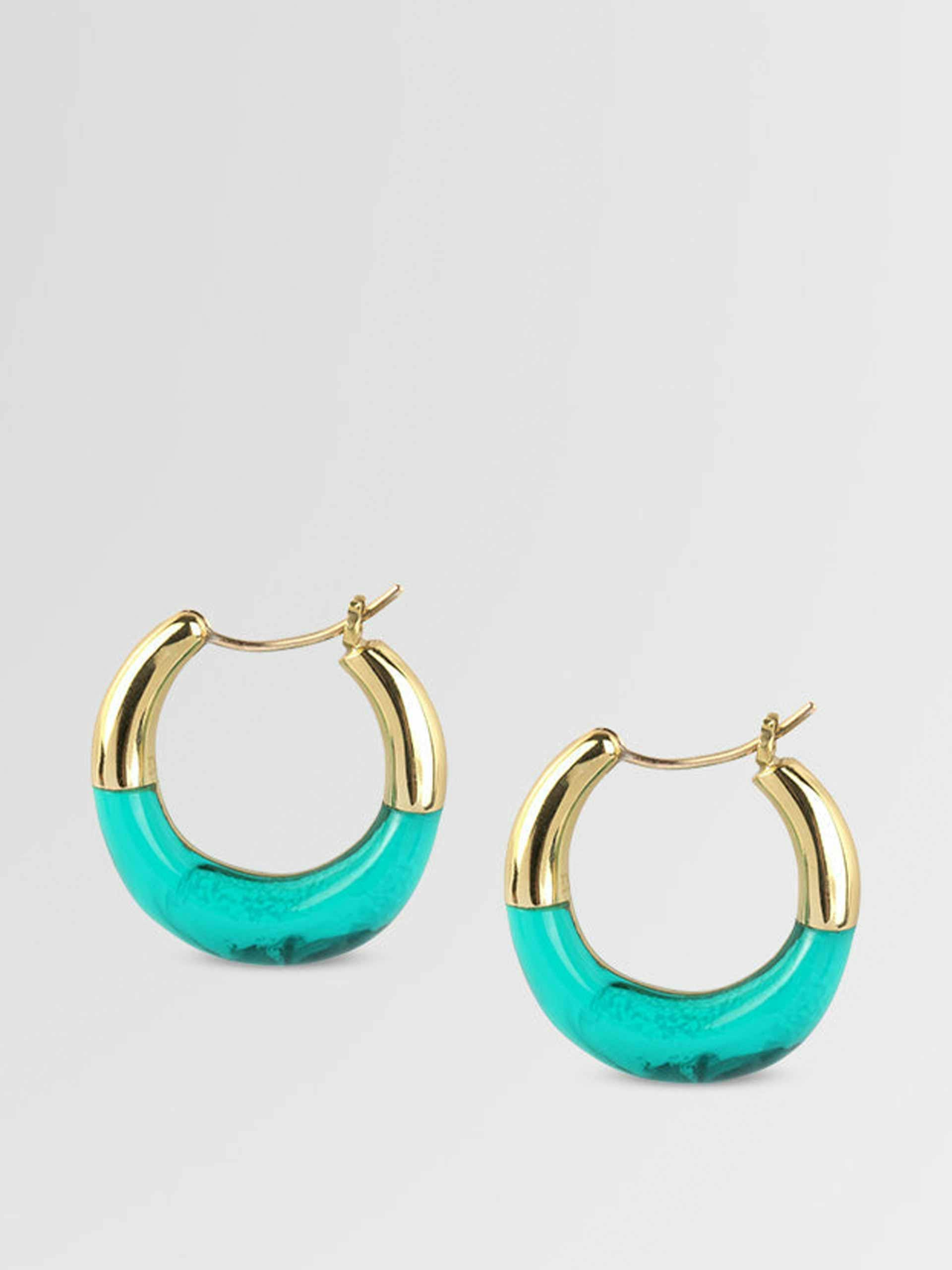 Brass and resin hoop earrings