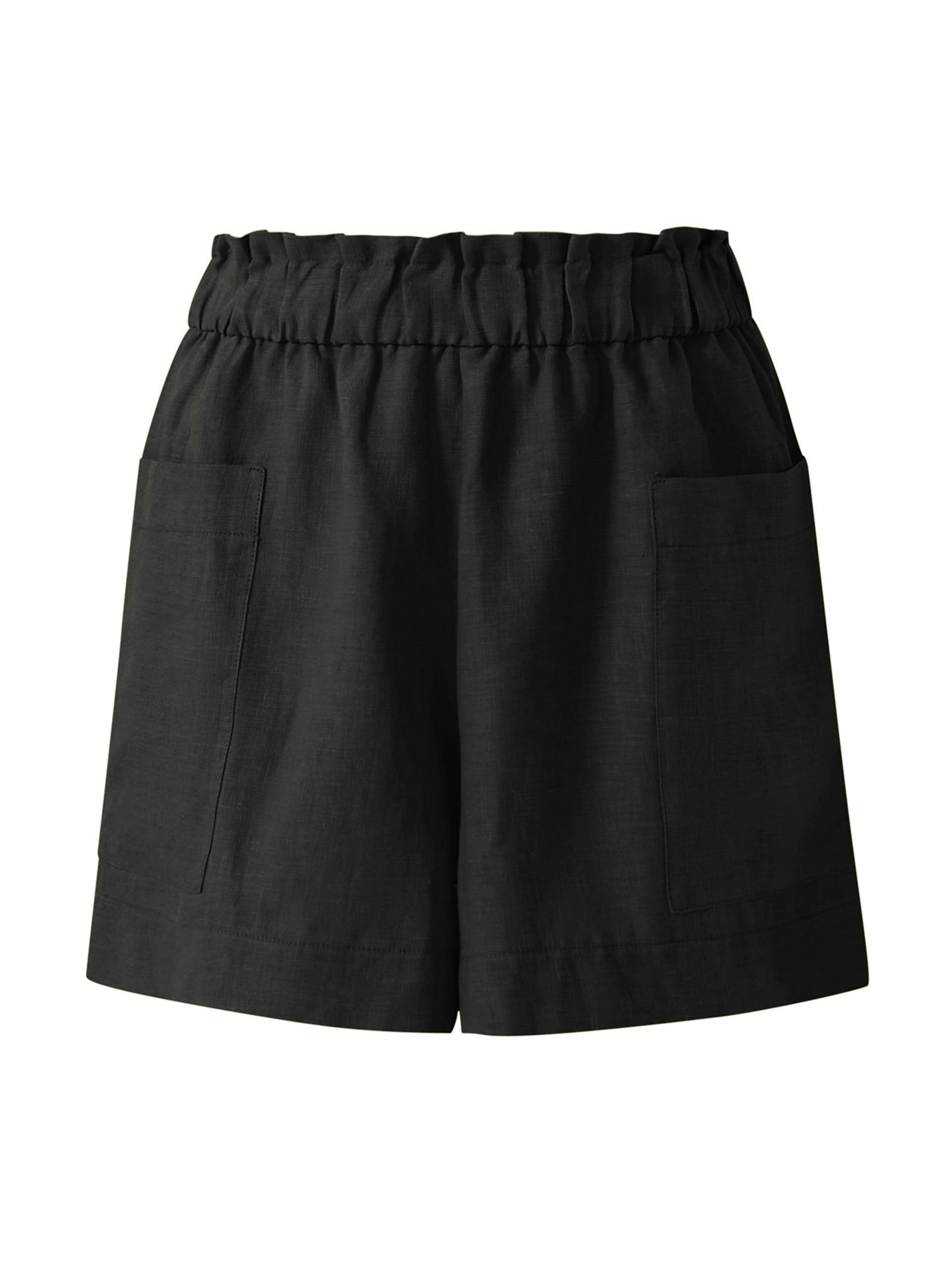 Emilia black linen shorts