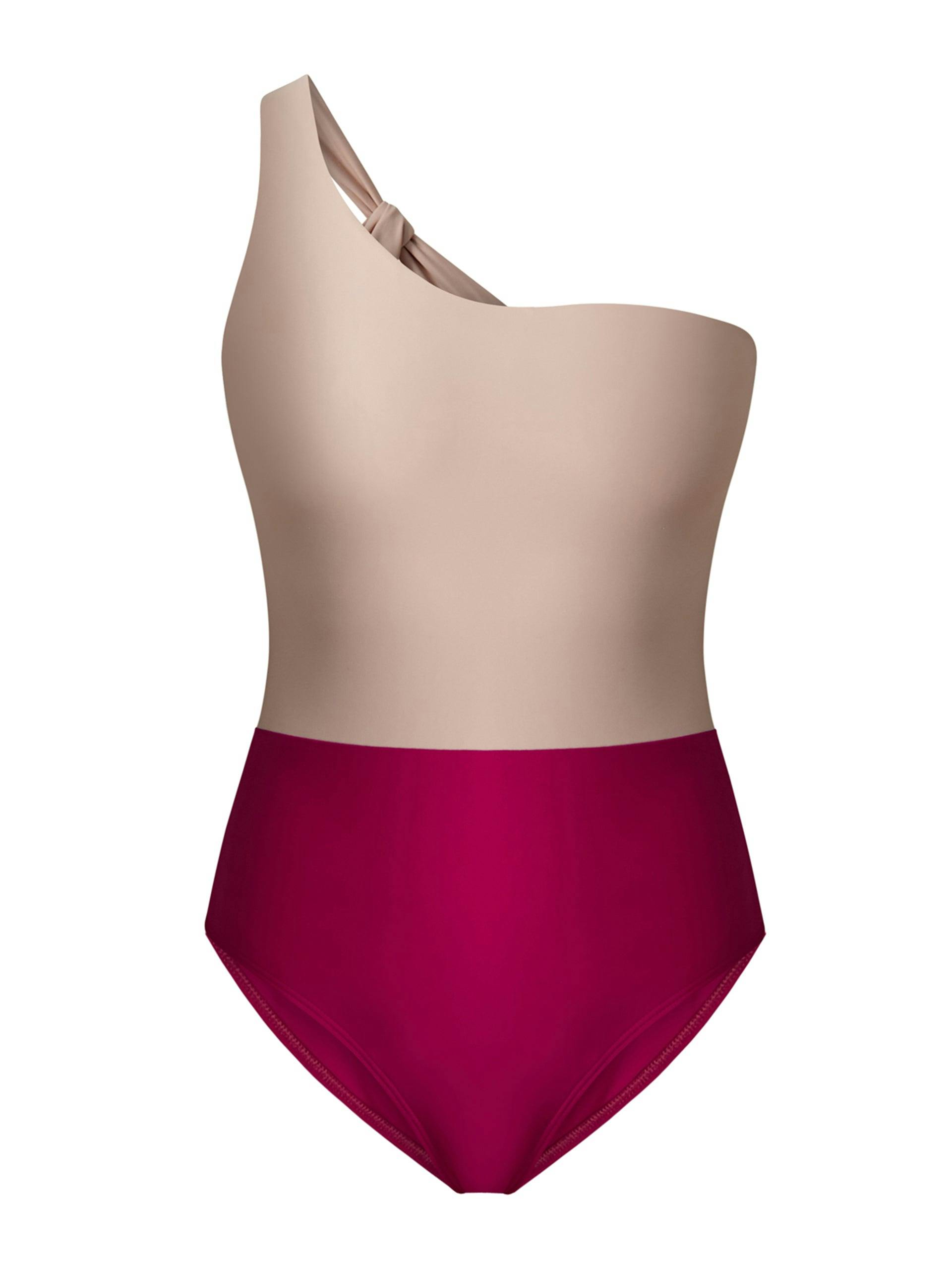 Ines pink one-shoulder maillot