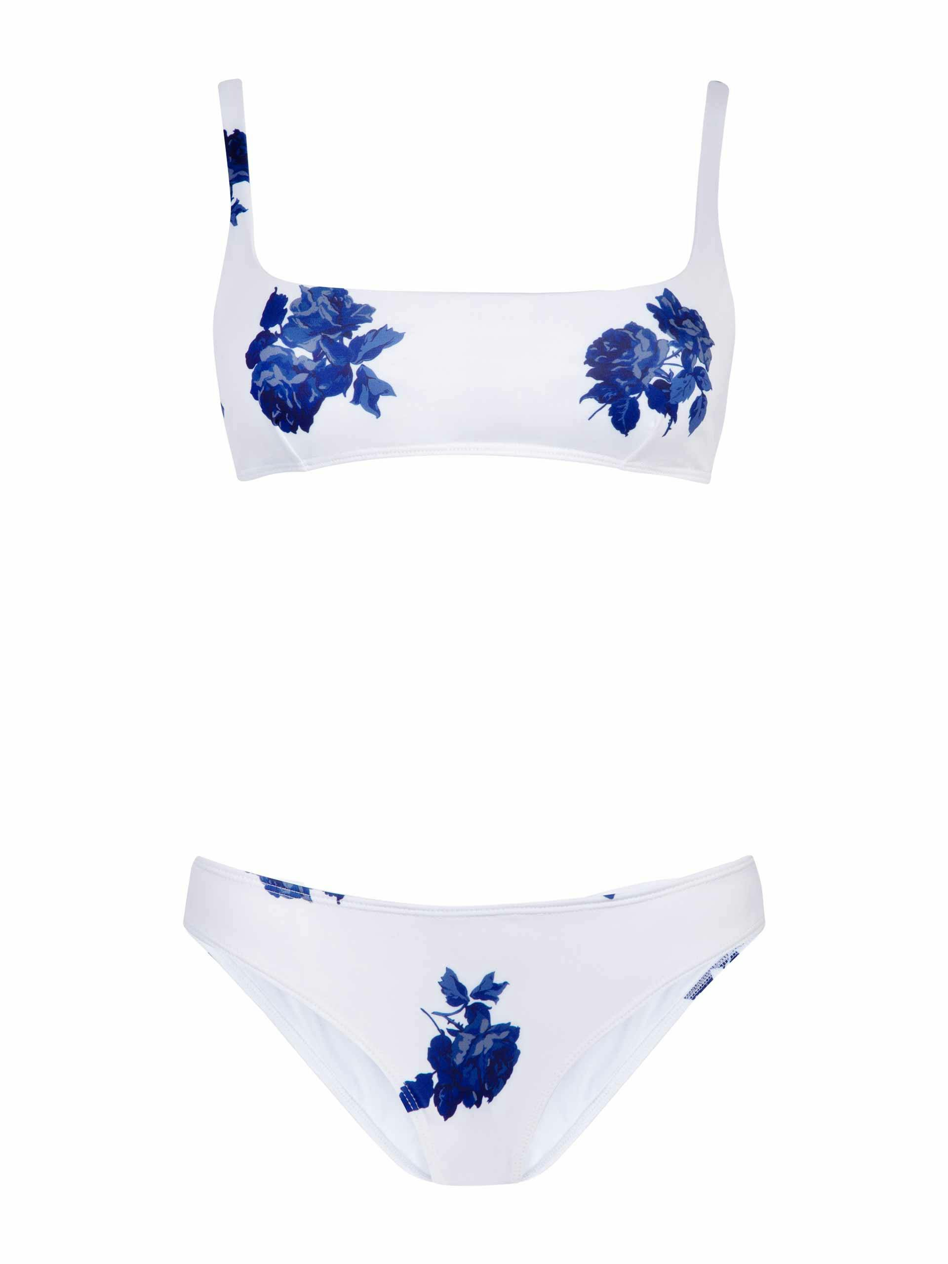 Bea blue and white rose bikini
