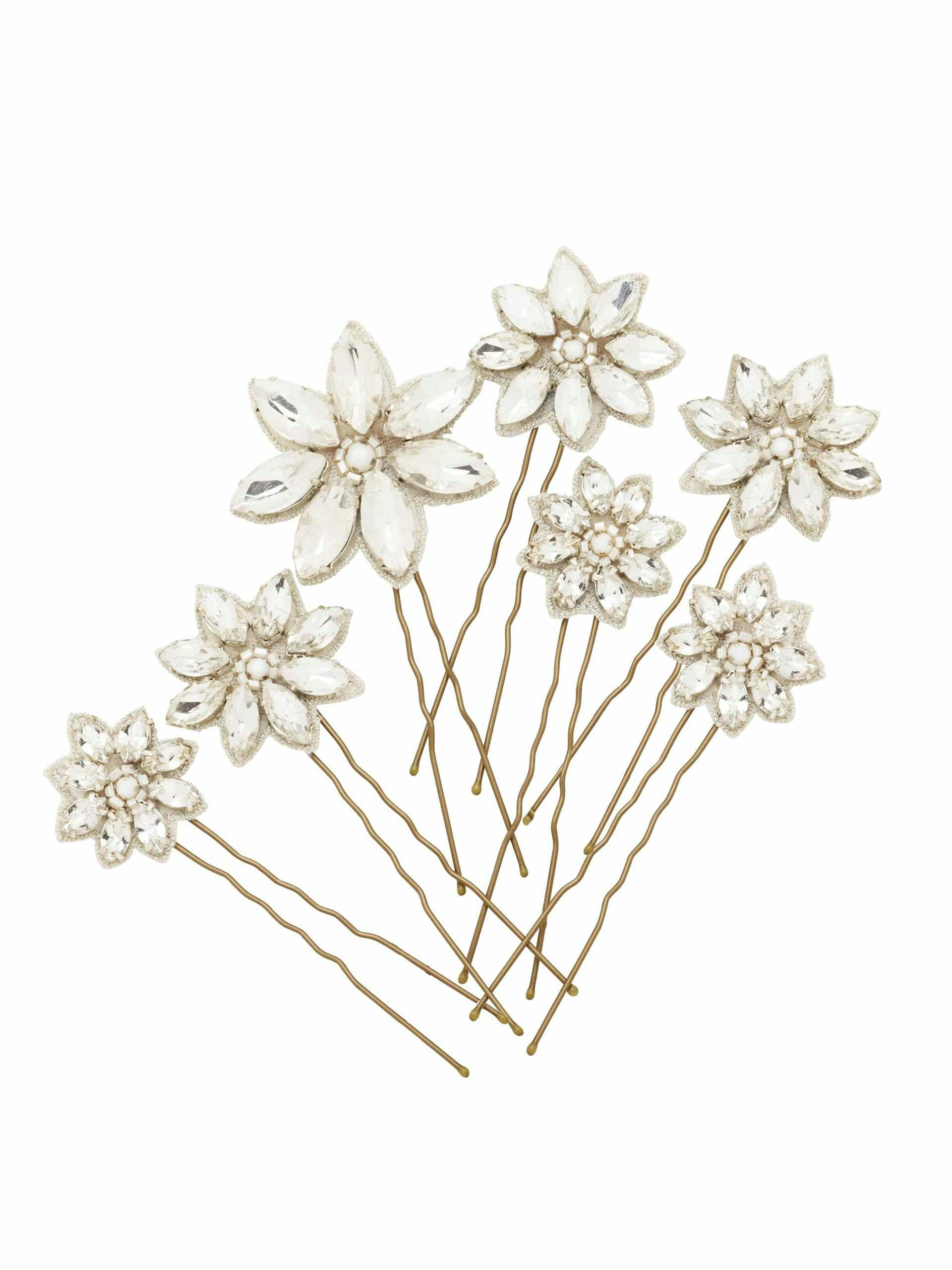 Crystal daisy hair pins (set of 5)