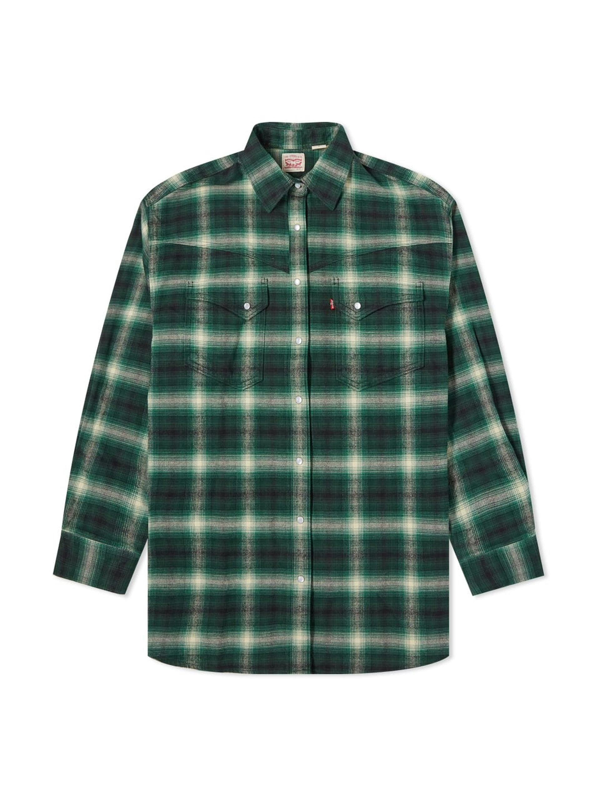Forest green plaid shirt