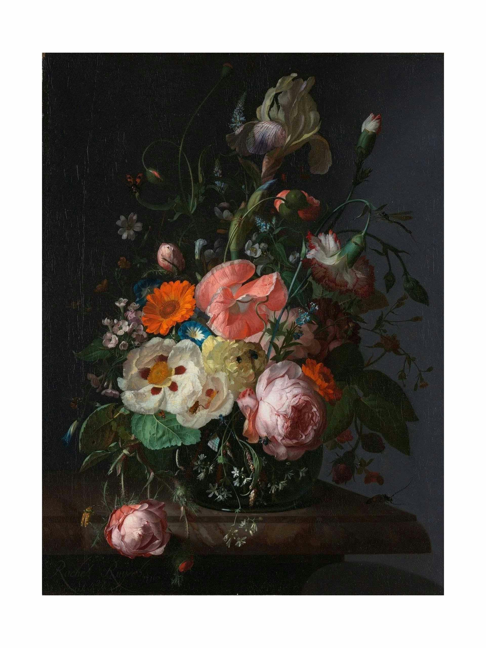 Still Life with Flowers on a Marble Table' print