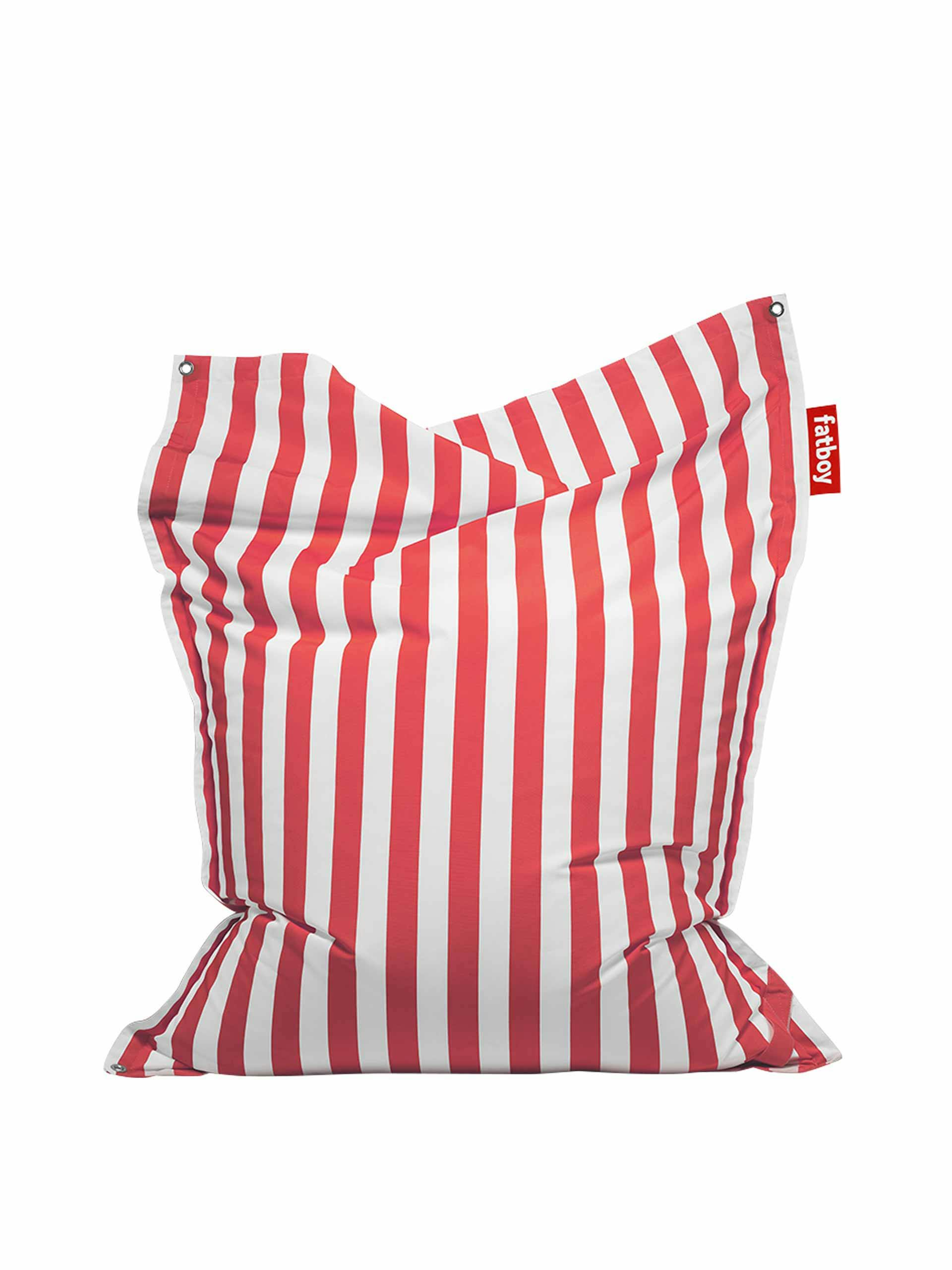 Red and white striped bean bag