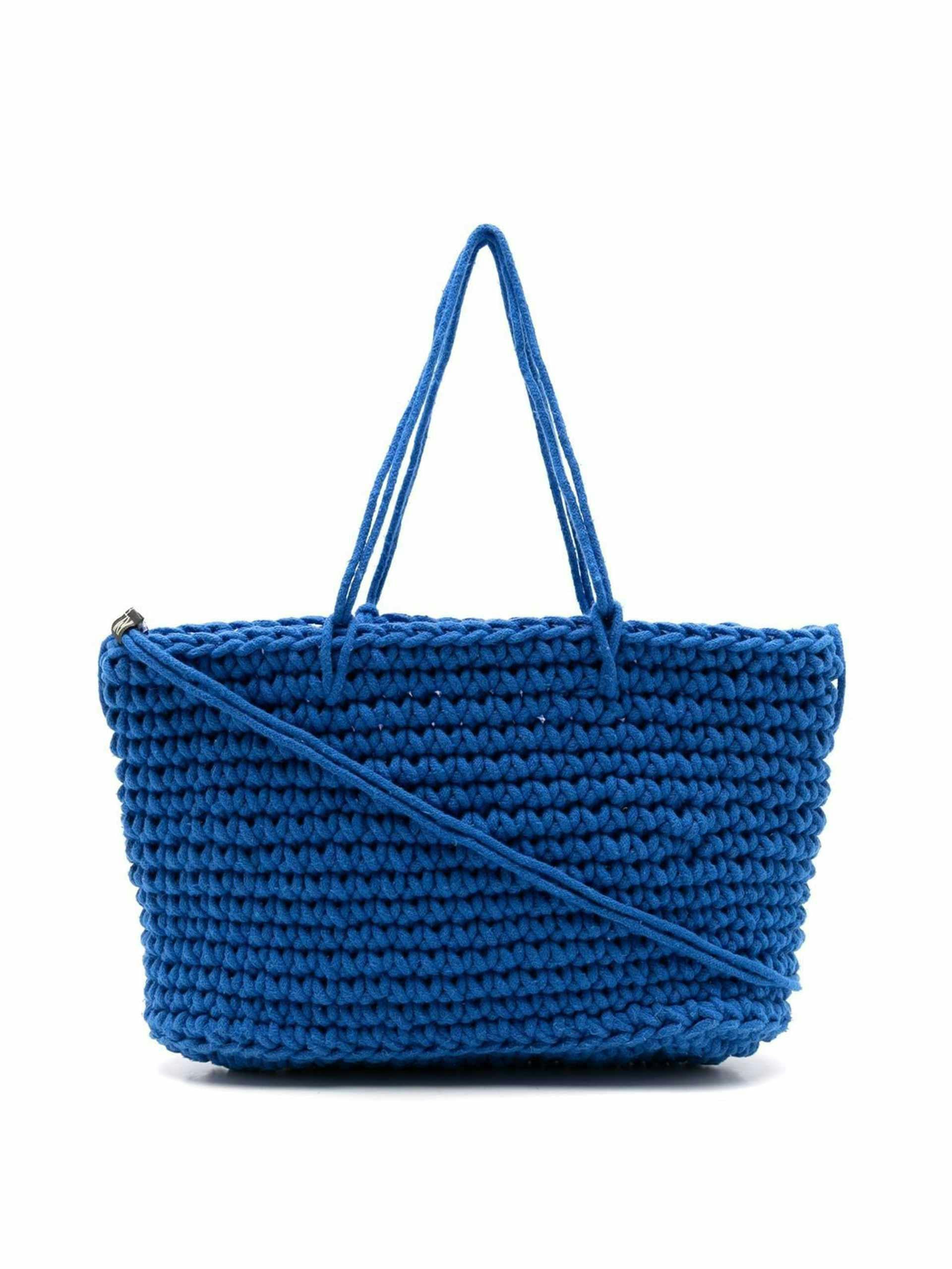 Blue crochet bag