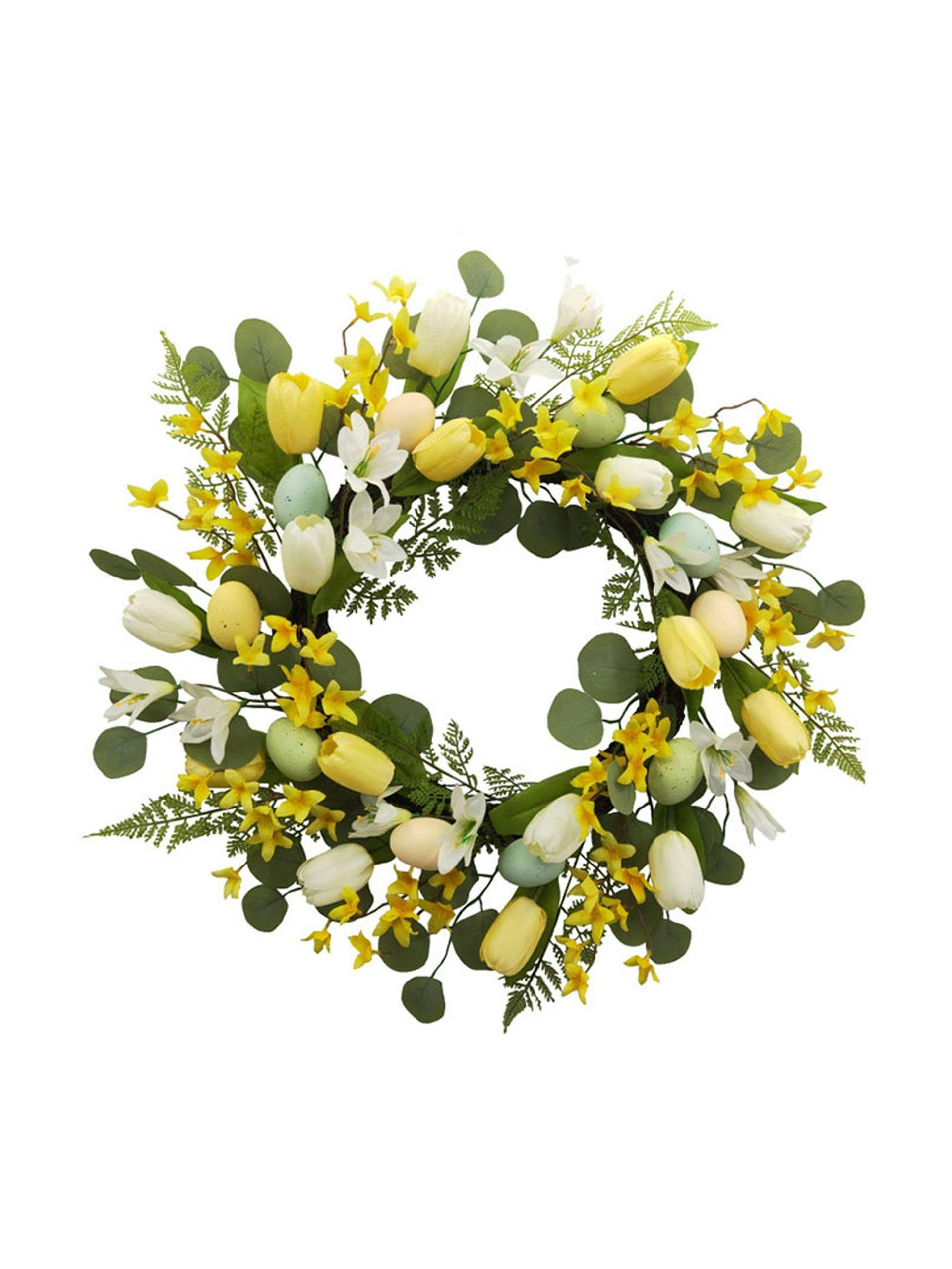 Easter flower and egg wreath