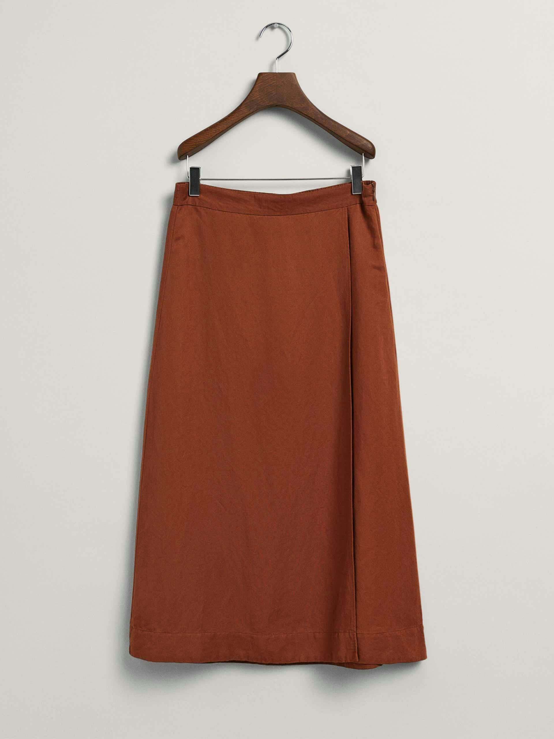 Linen-blend midi skirt