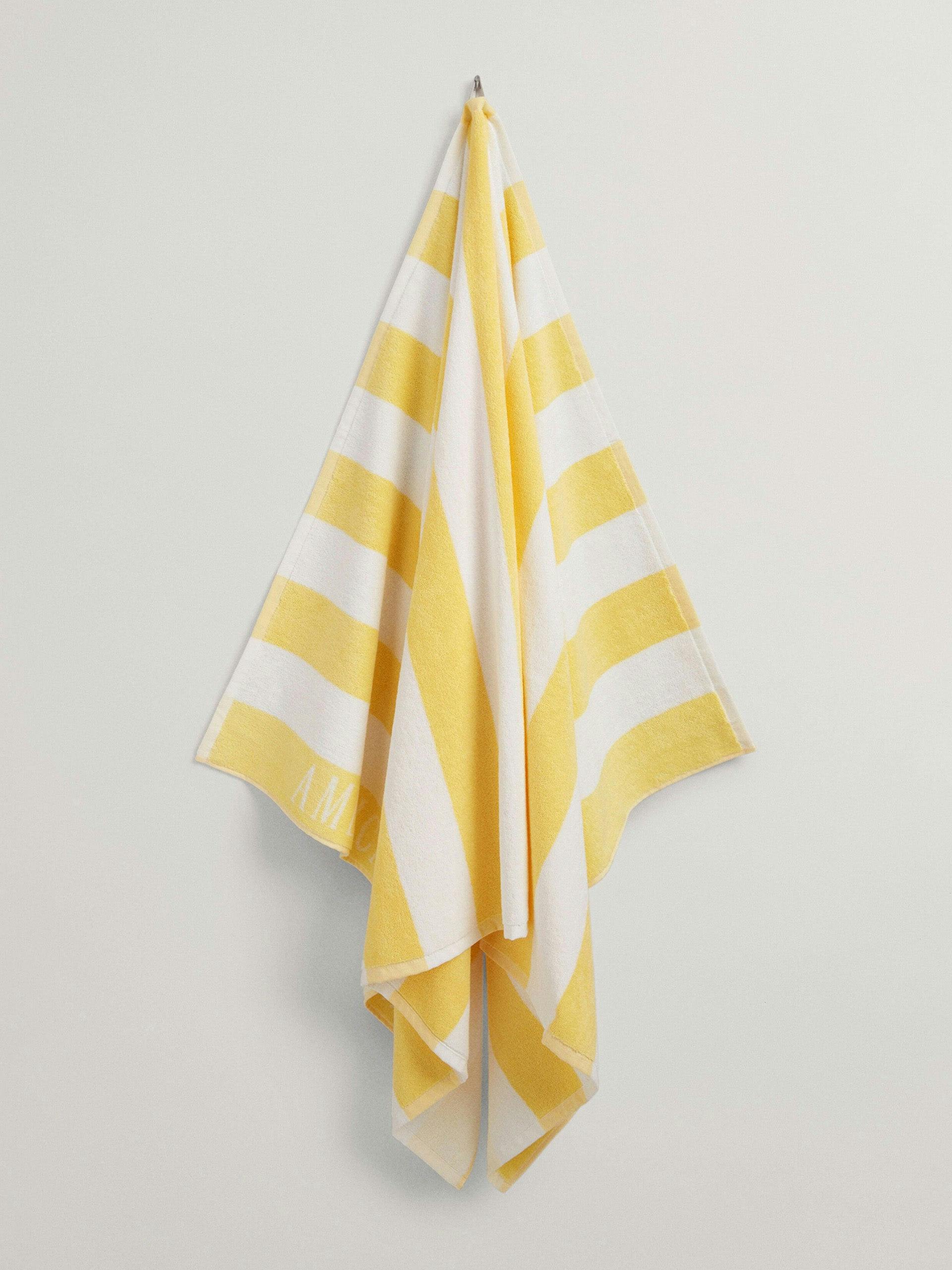 Yellow stripe beach towel
