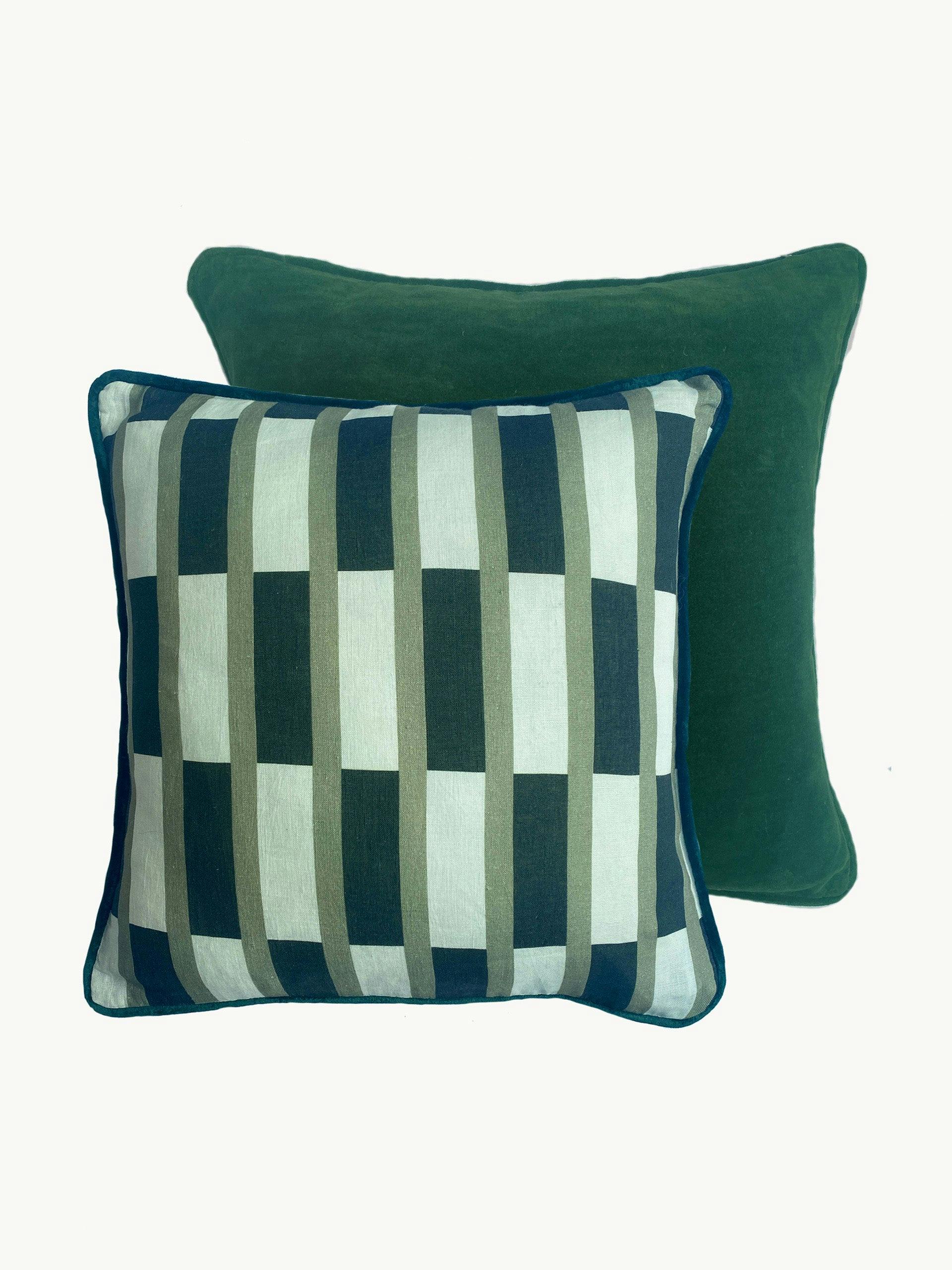 Sage and Forest Green Tile Cushion Cover
