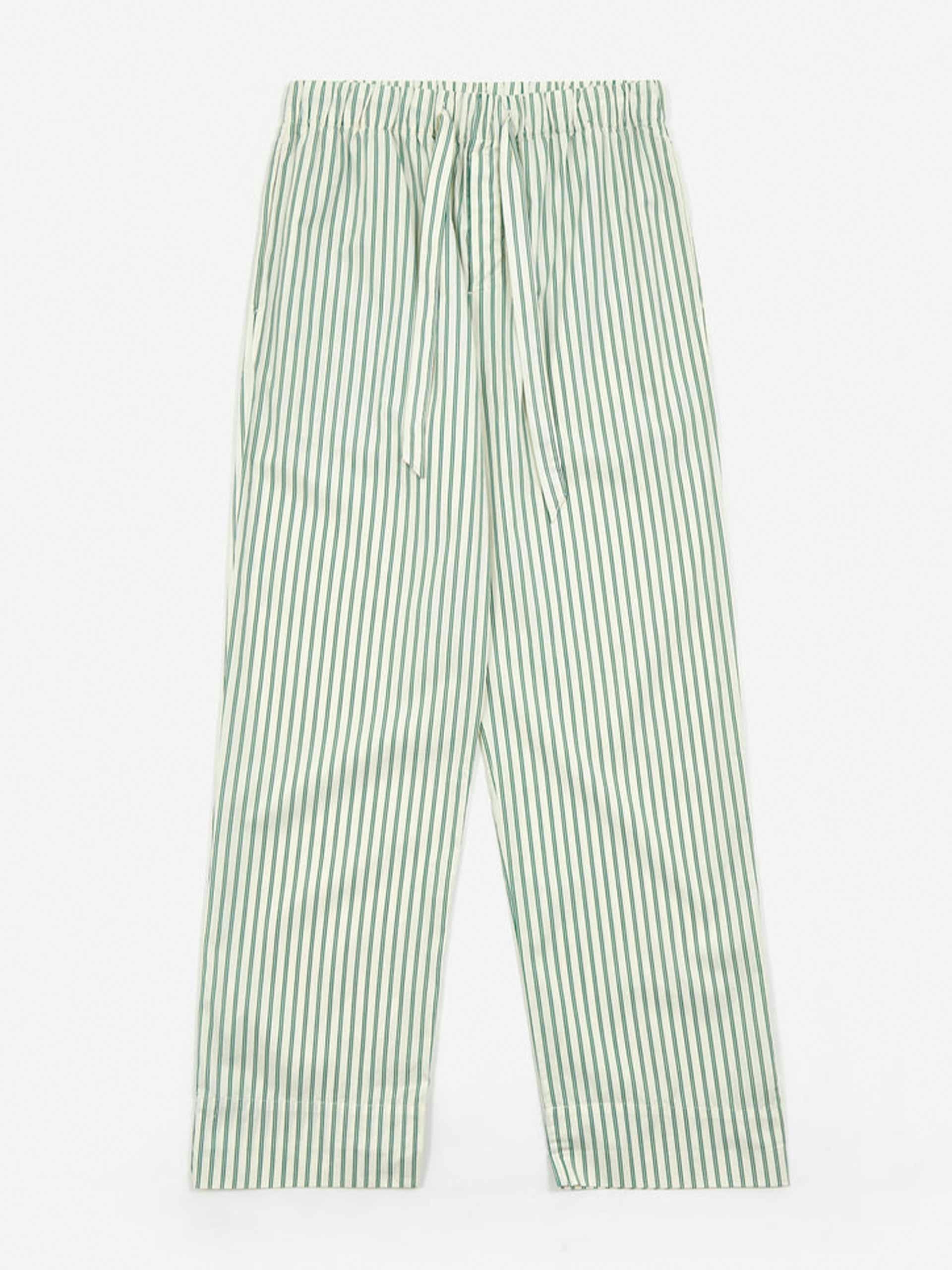 Cotton poplin pyjama pants in clover stripes