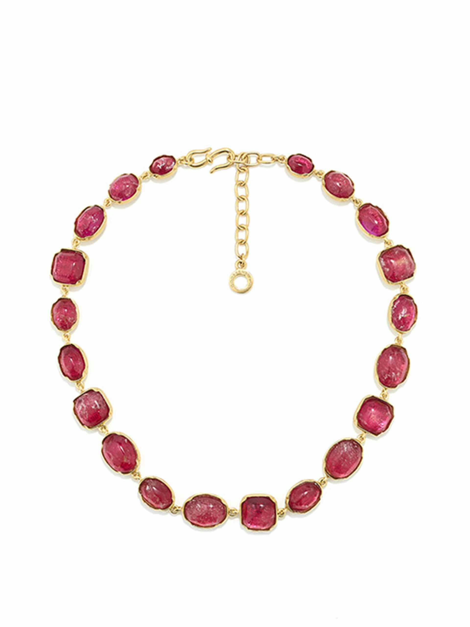 Cabochons ruby tinted necklace