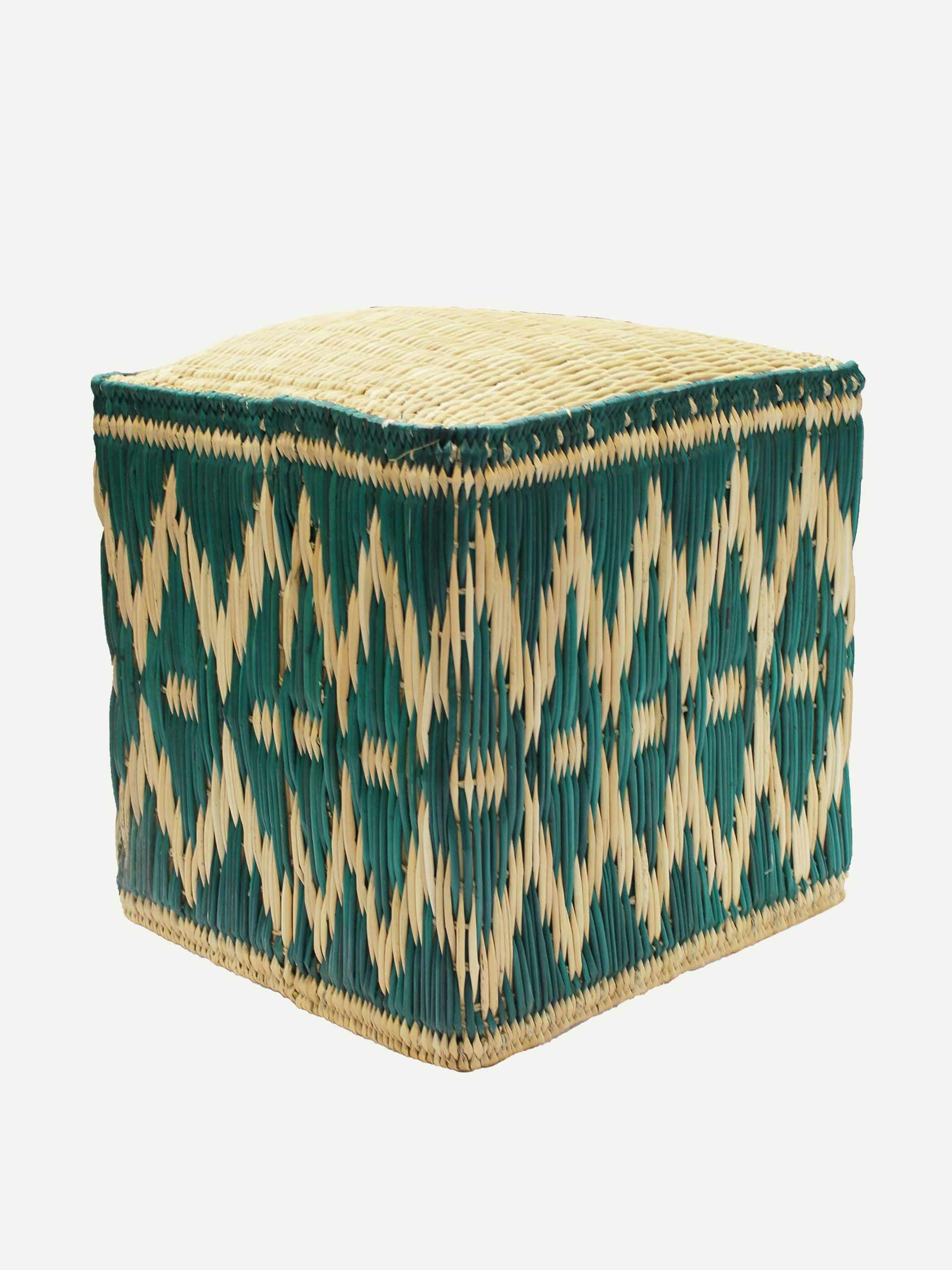 Green Fez wicker stool