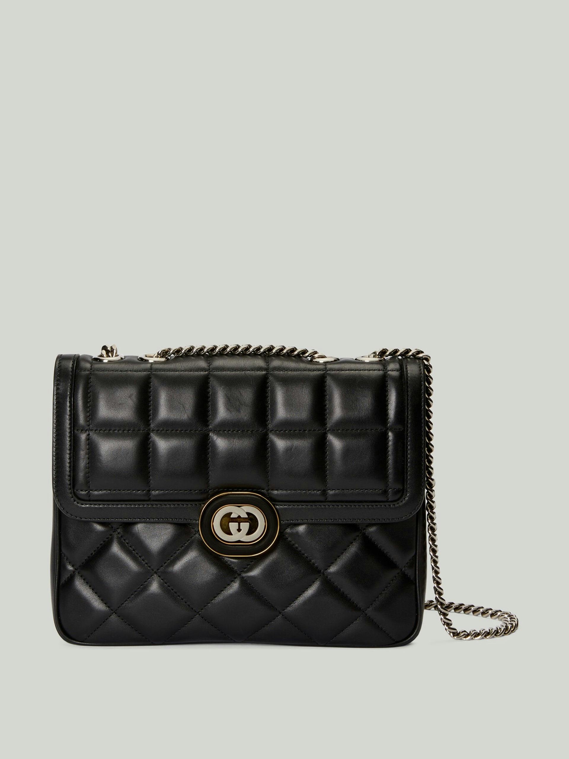 Quilted leather shoulder bag with chain strap