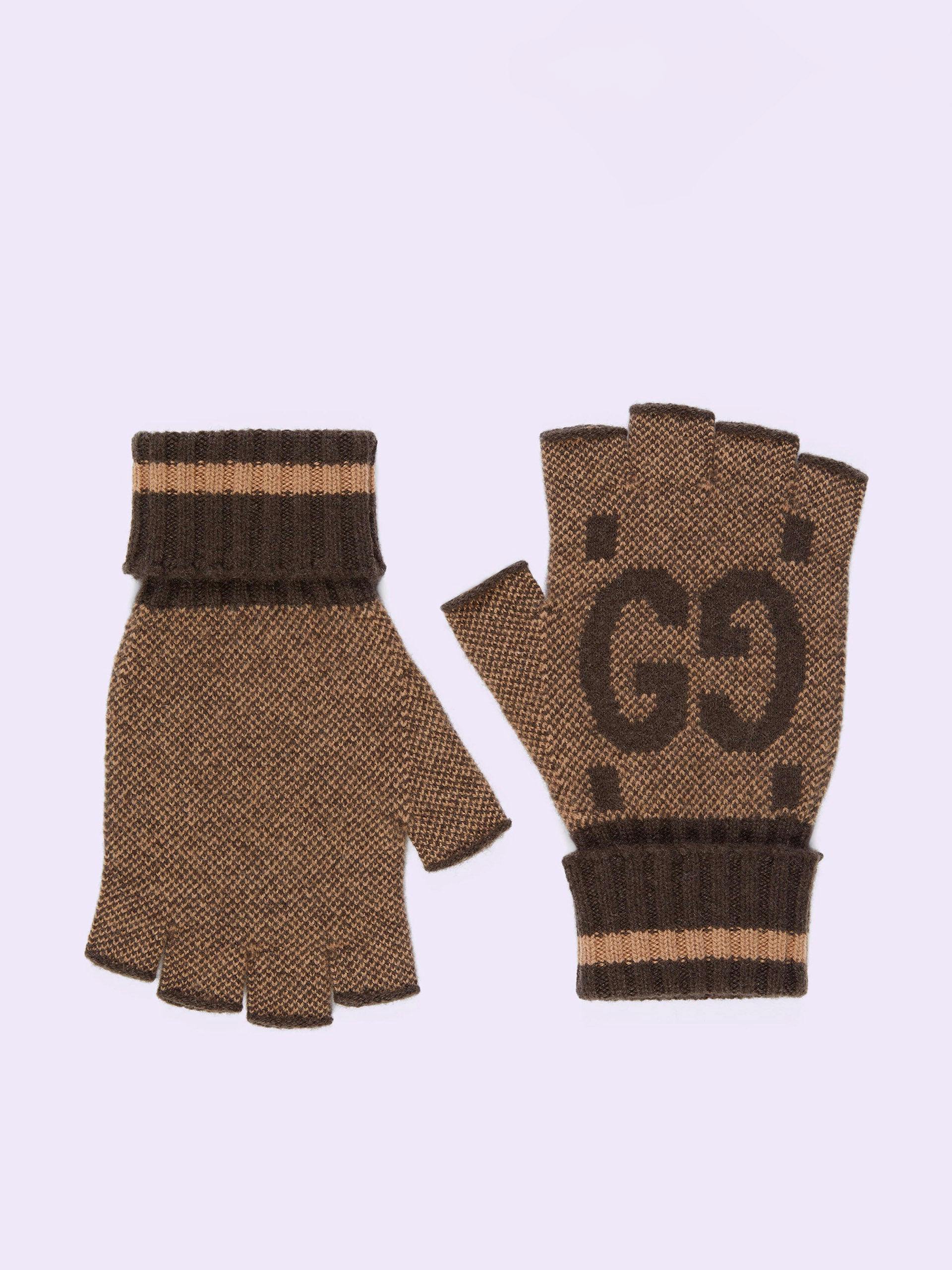 GG cashmere fingerless gloves