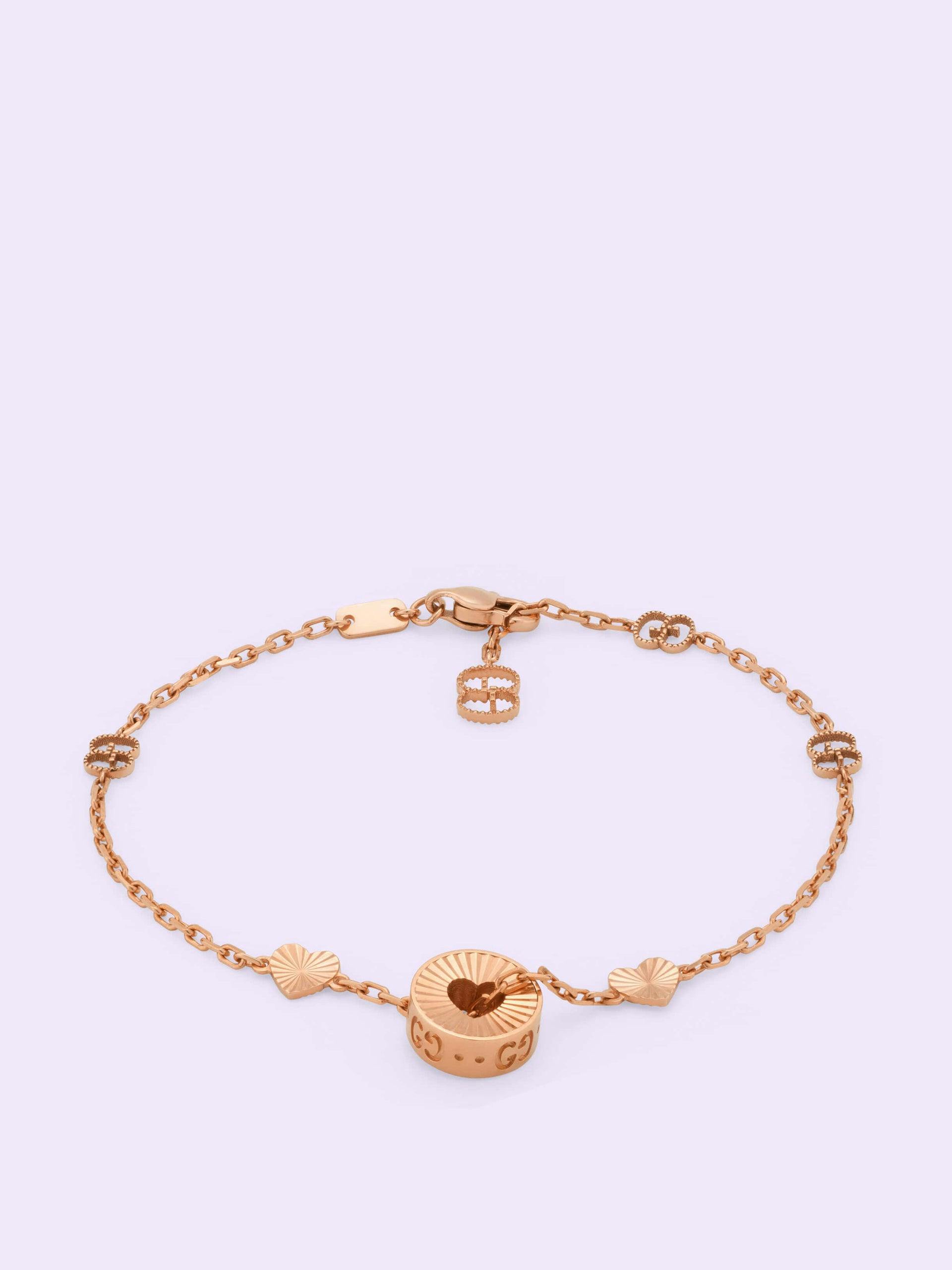 18kt rose gold heart bracelet