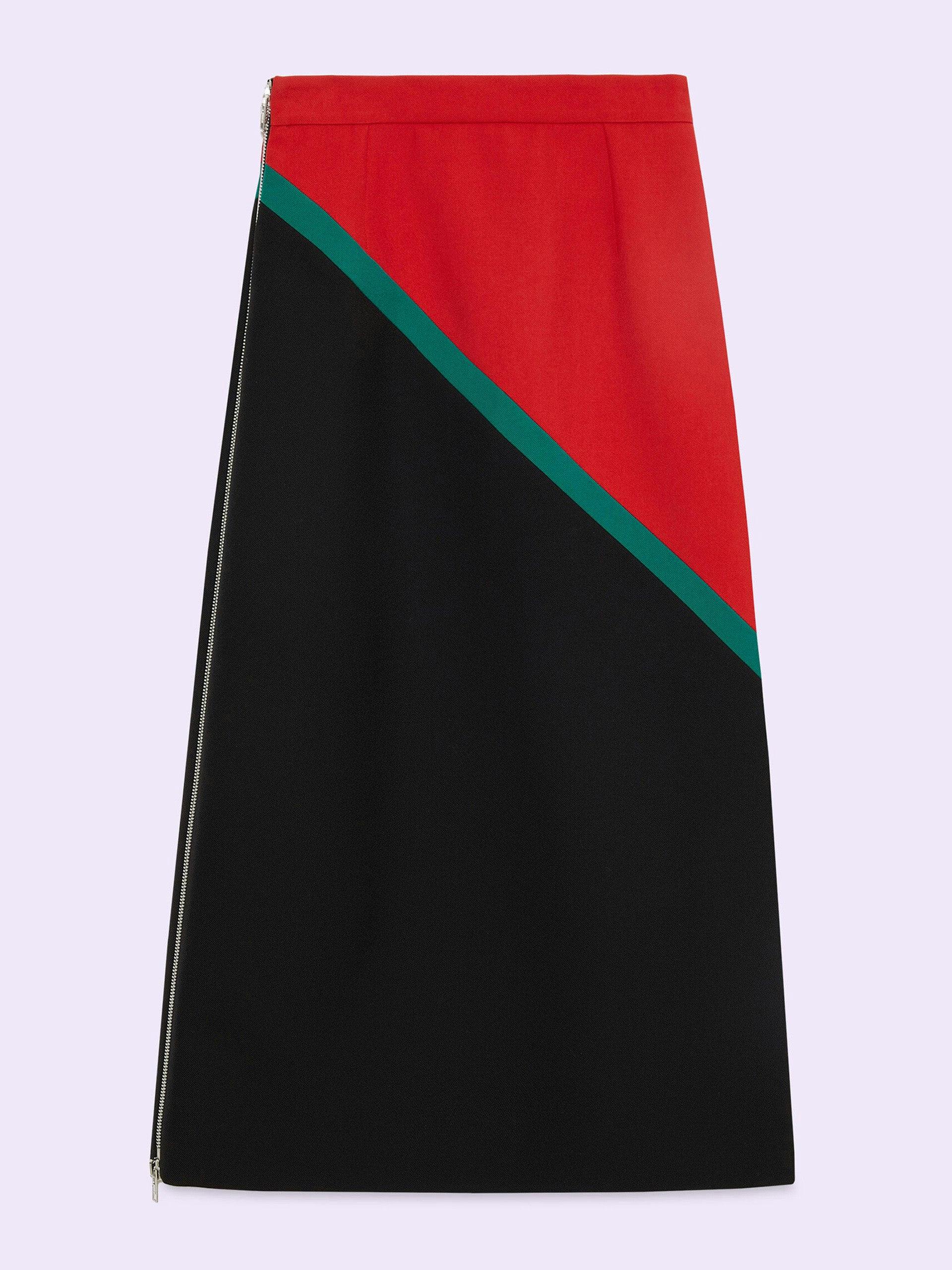 Diagonal stripe wool skirt
