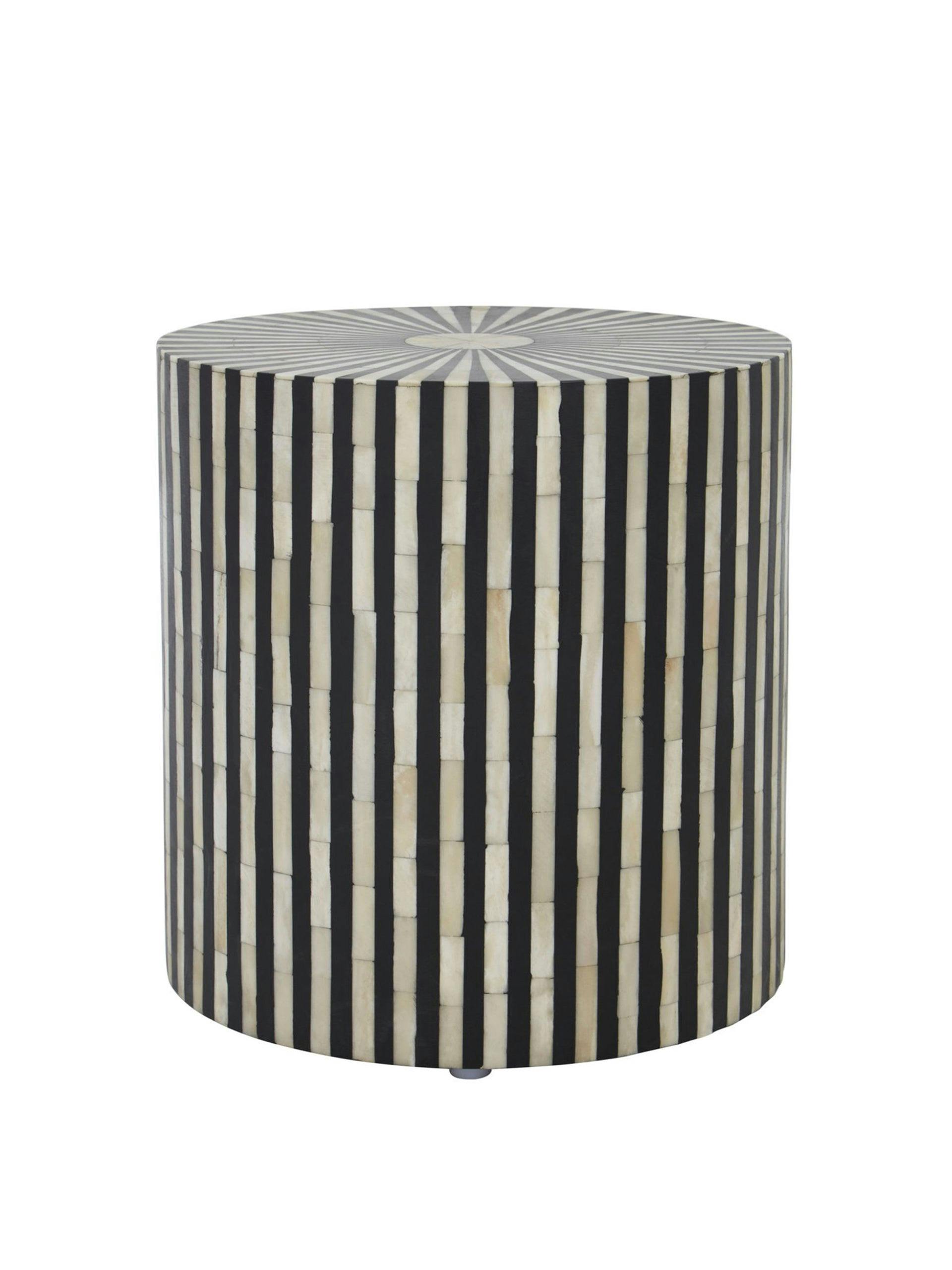 Black and white striped side table