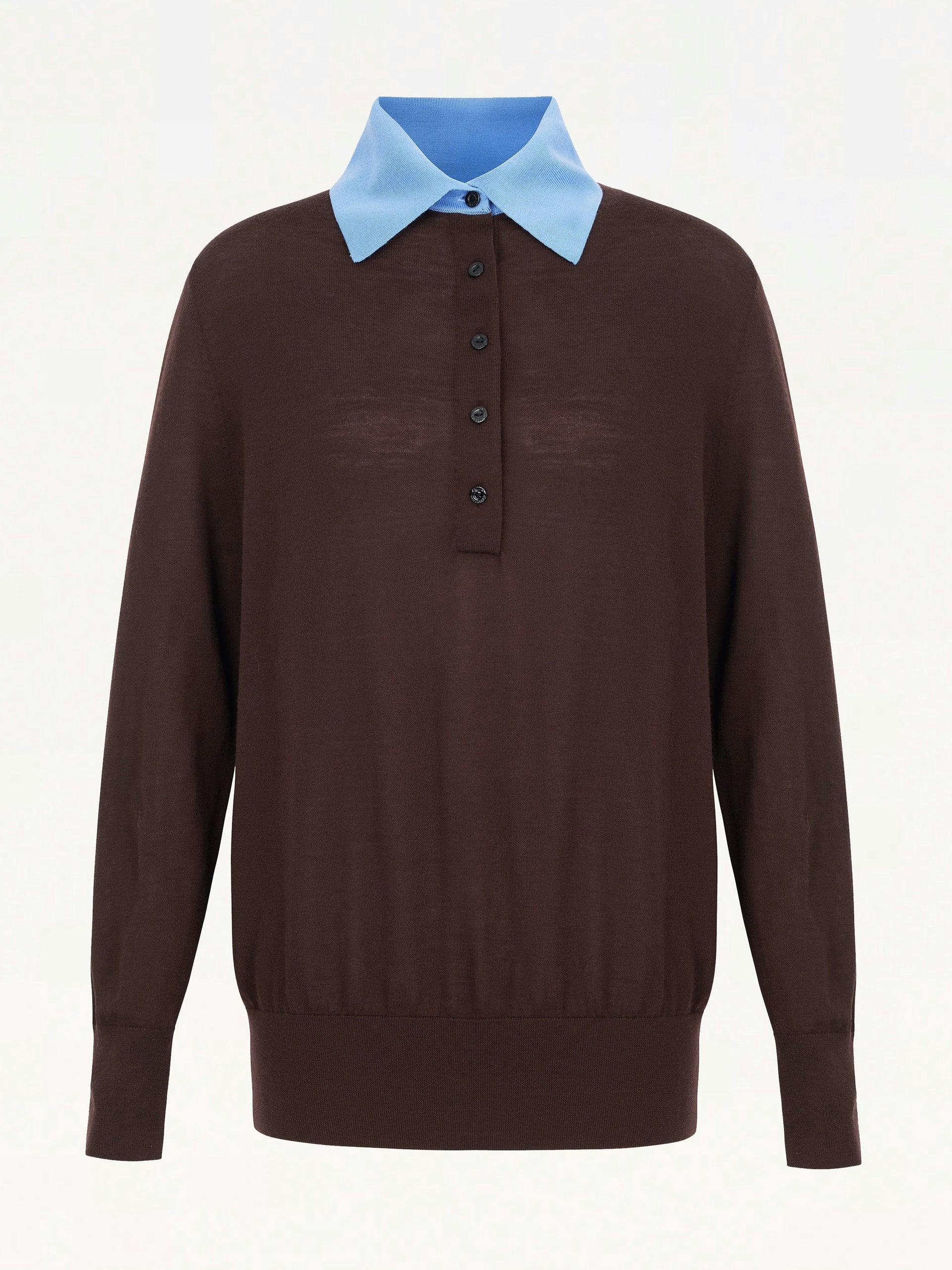 Brown and blue contrast collar Hal jumper