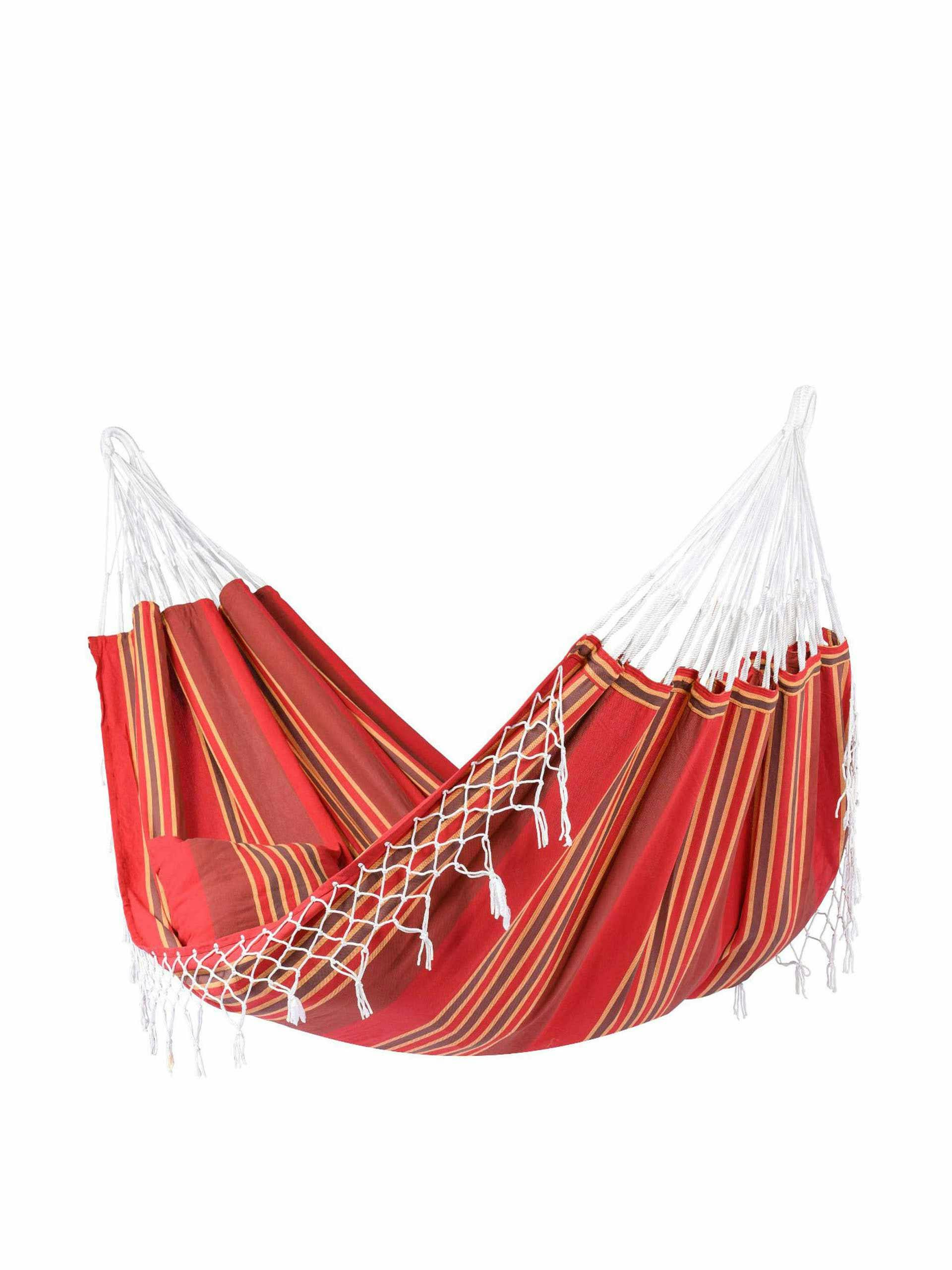 Terracotta red fringed hammock