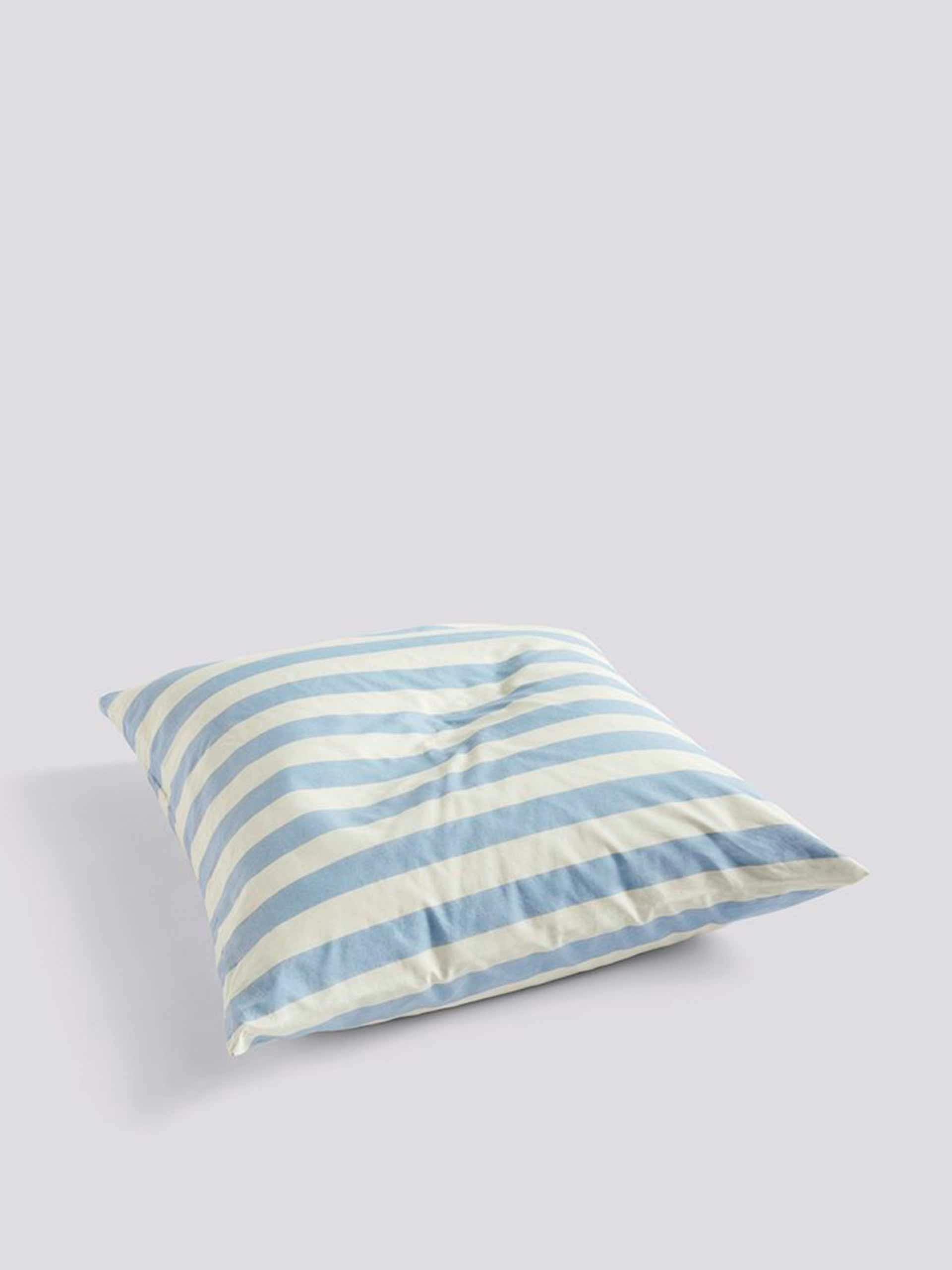 Blue and white striped pillow case