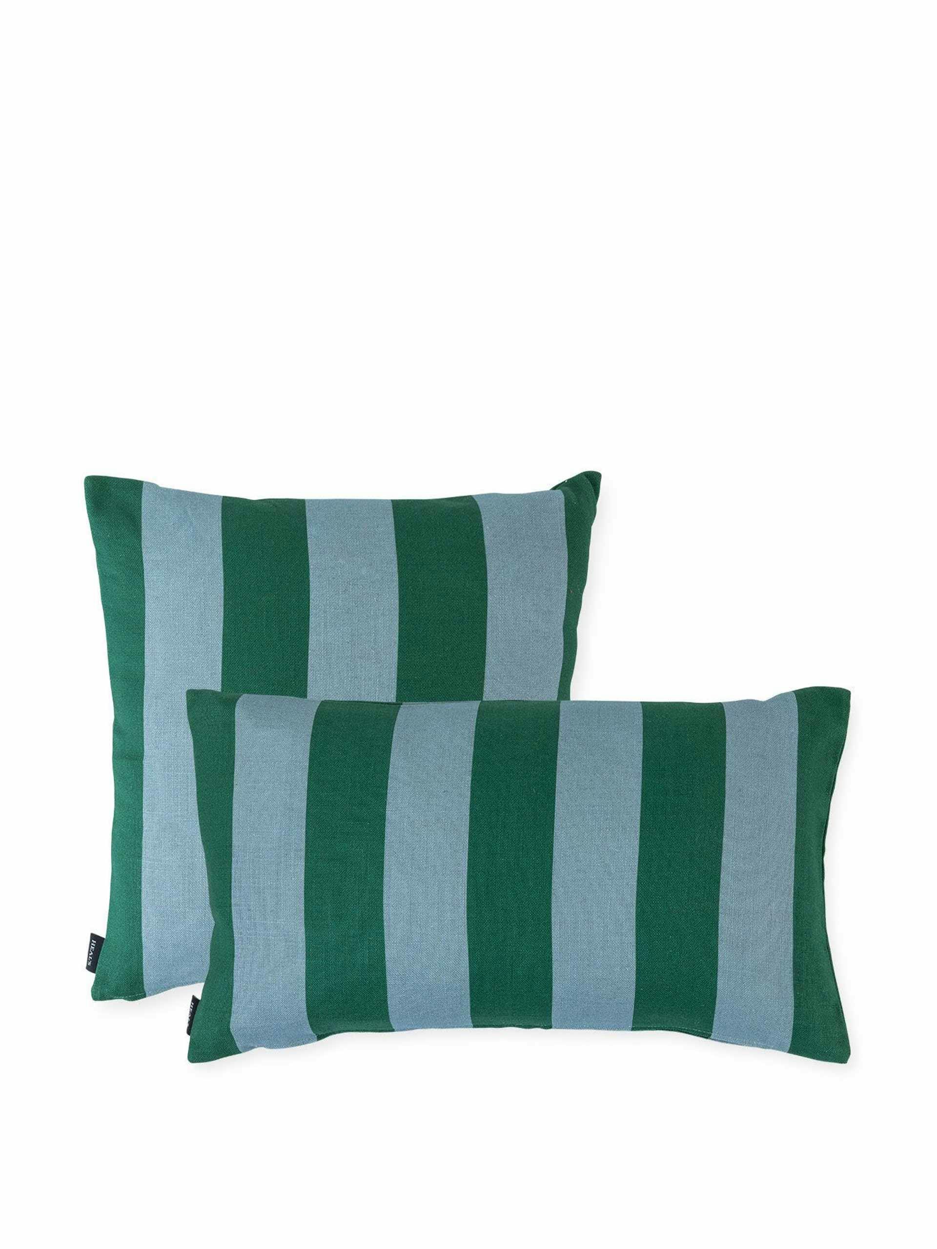 Blue green striped cushion