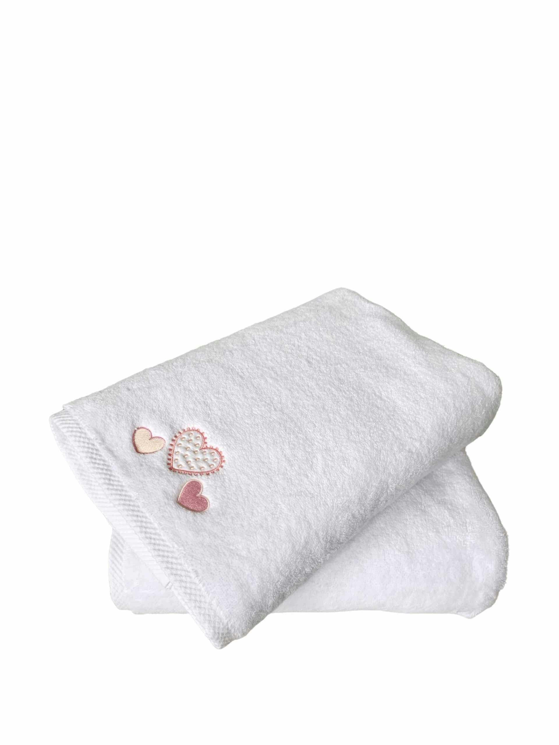 Heart motif towel and robe set