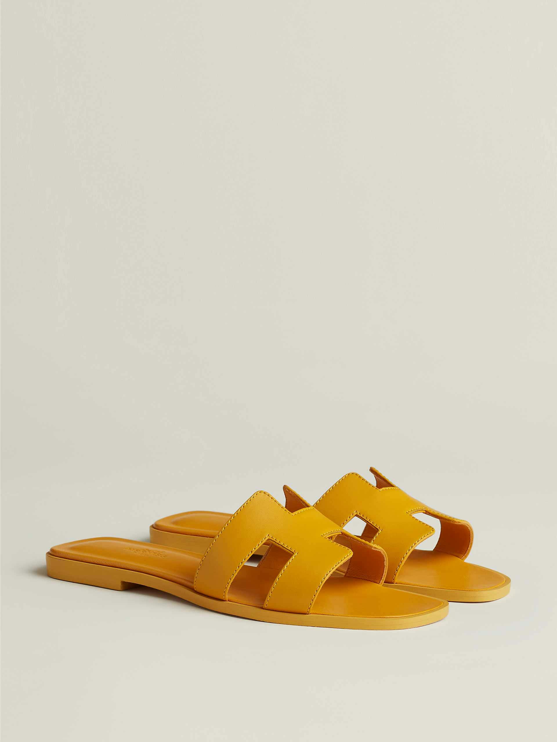 Orange calfskin sandals