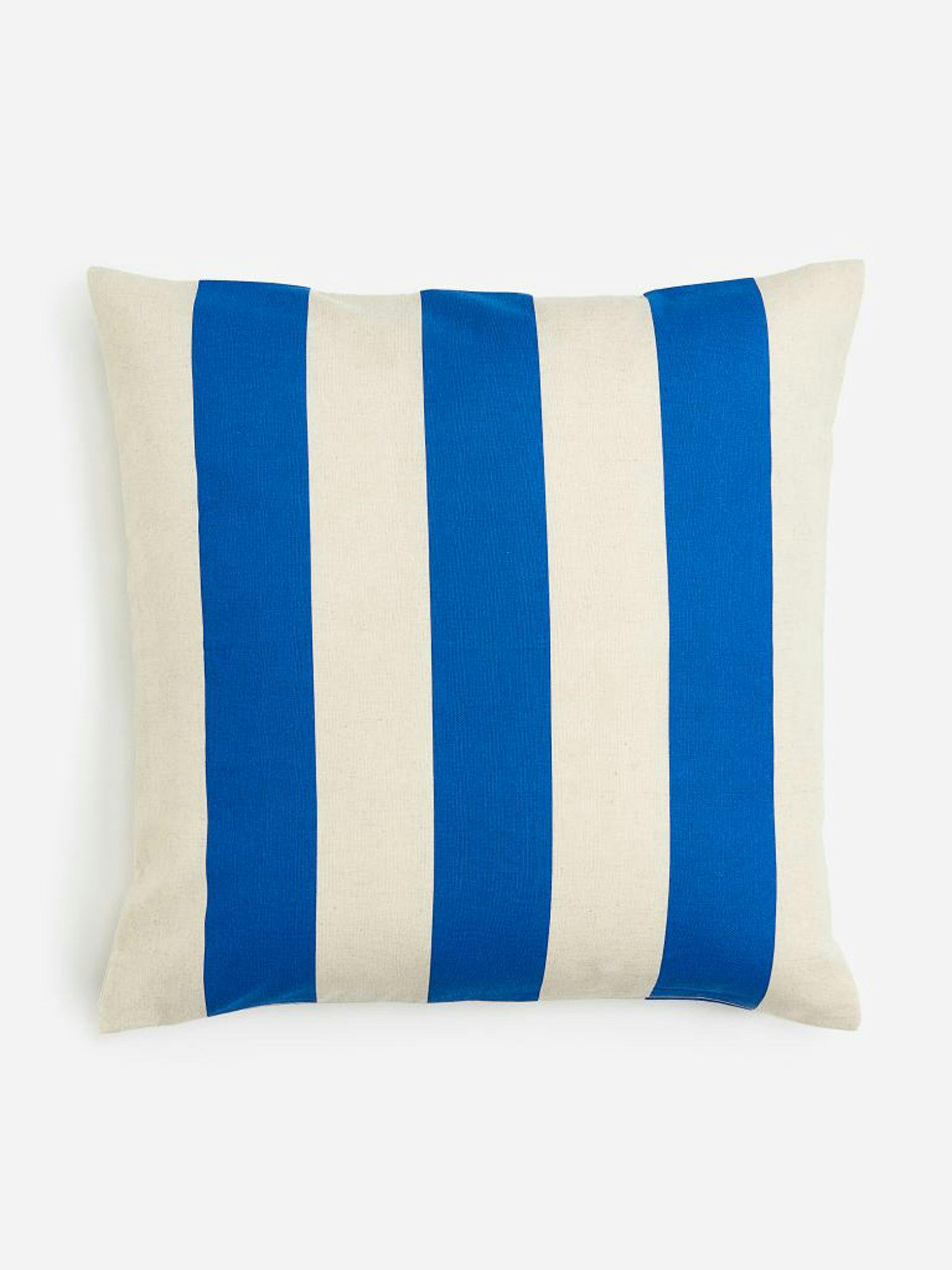 Blue stripe linen cushion cover
