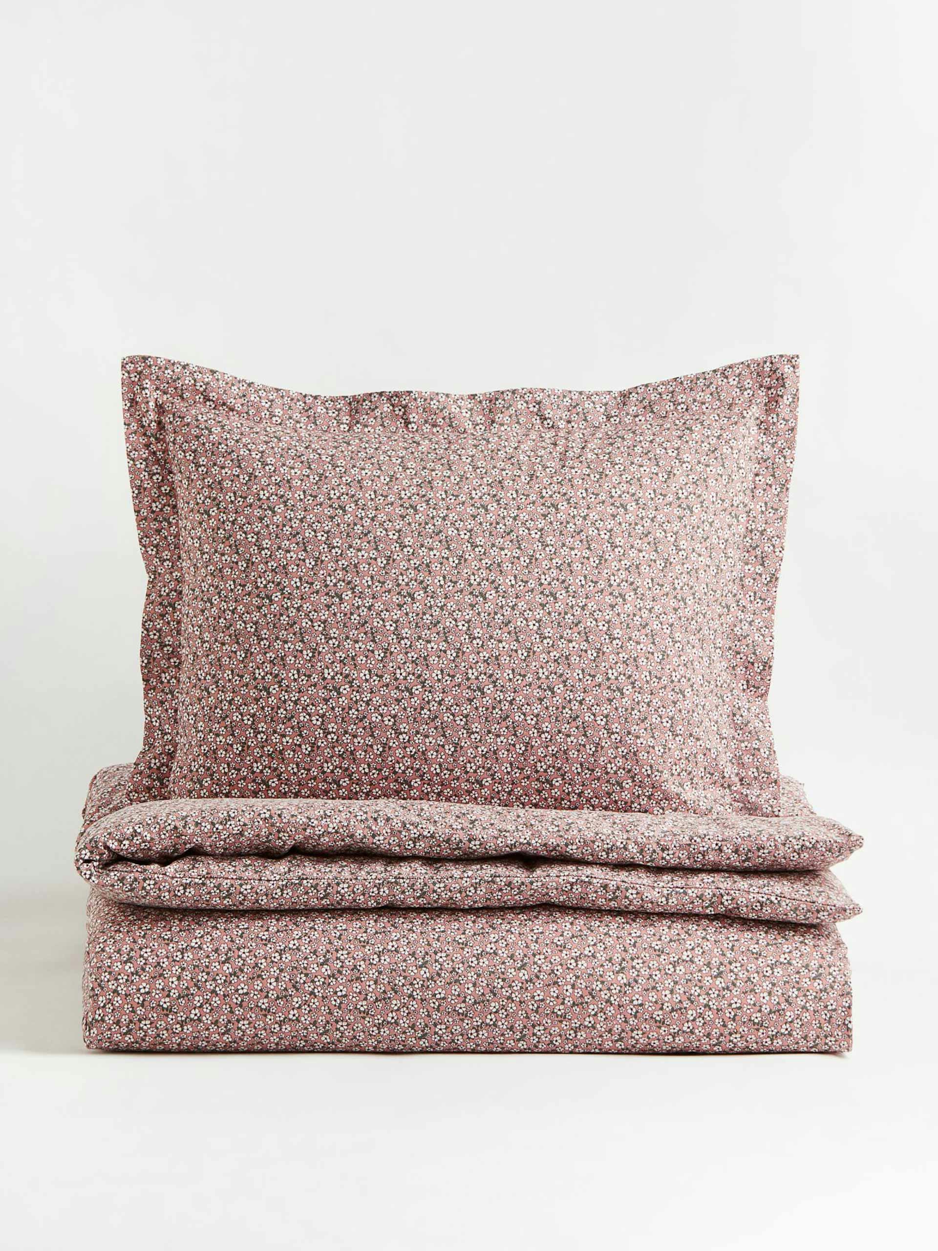 Pink floral single duvet cover set