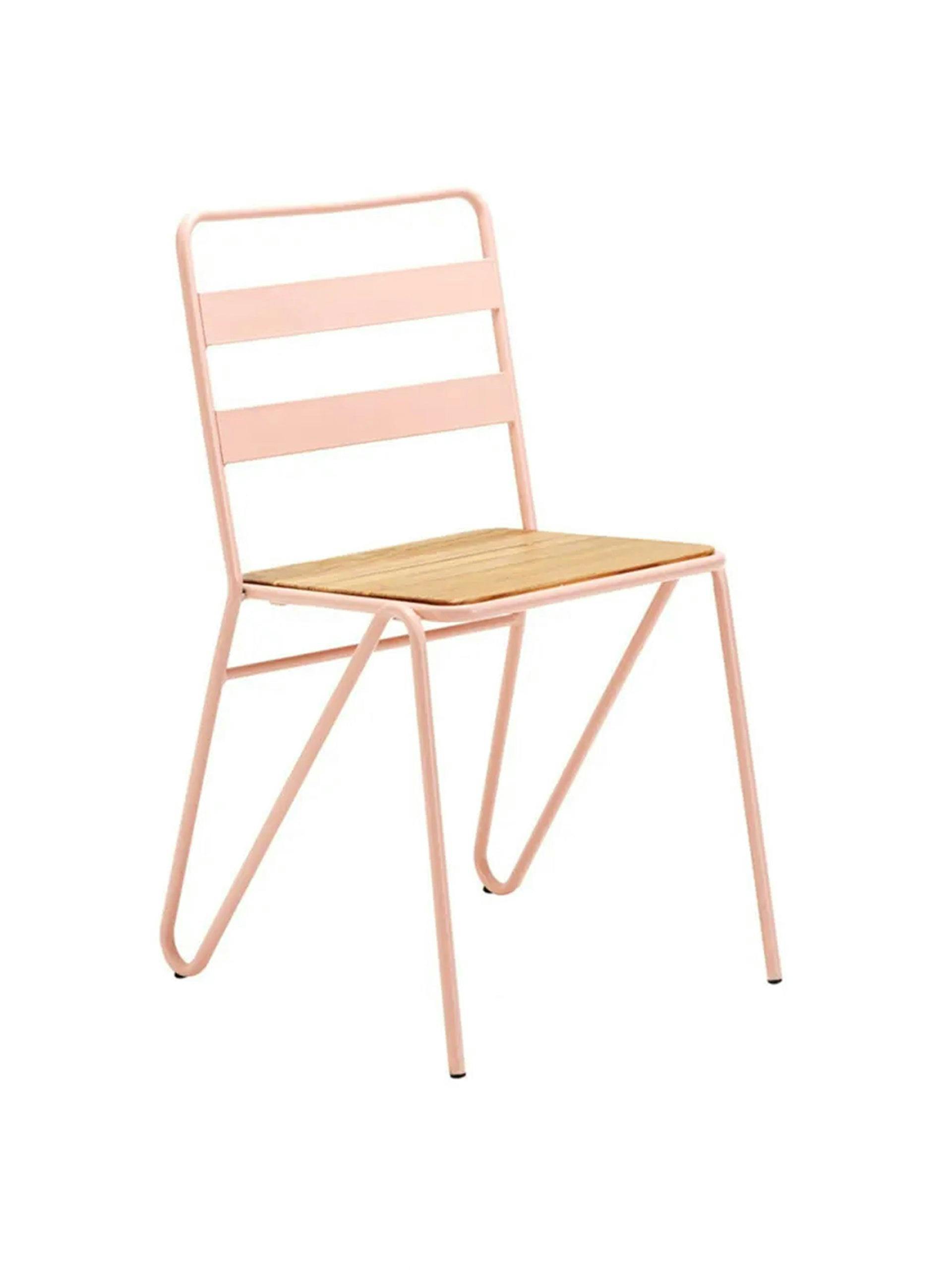 Pink metal chair