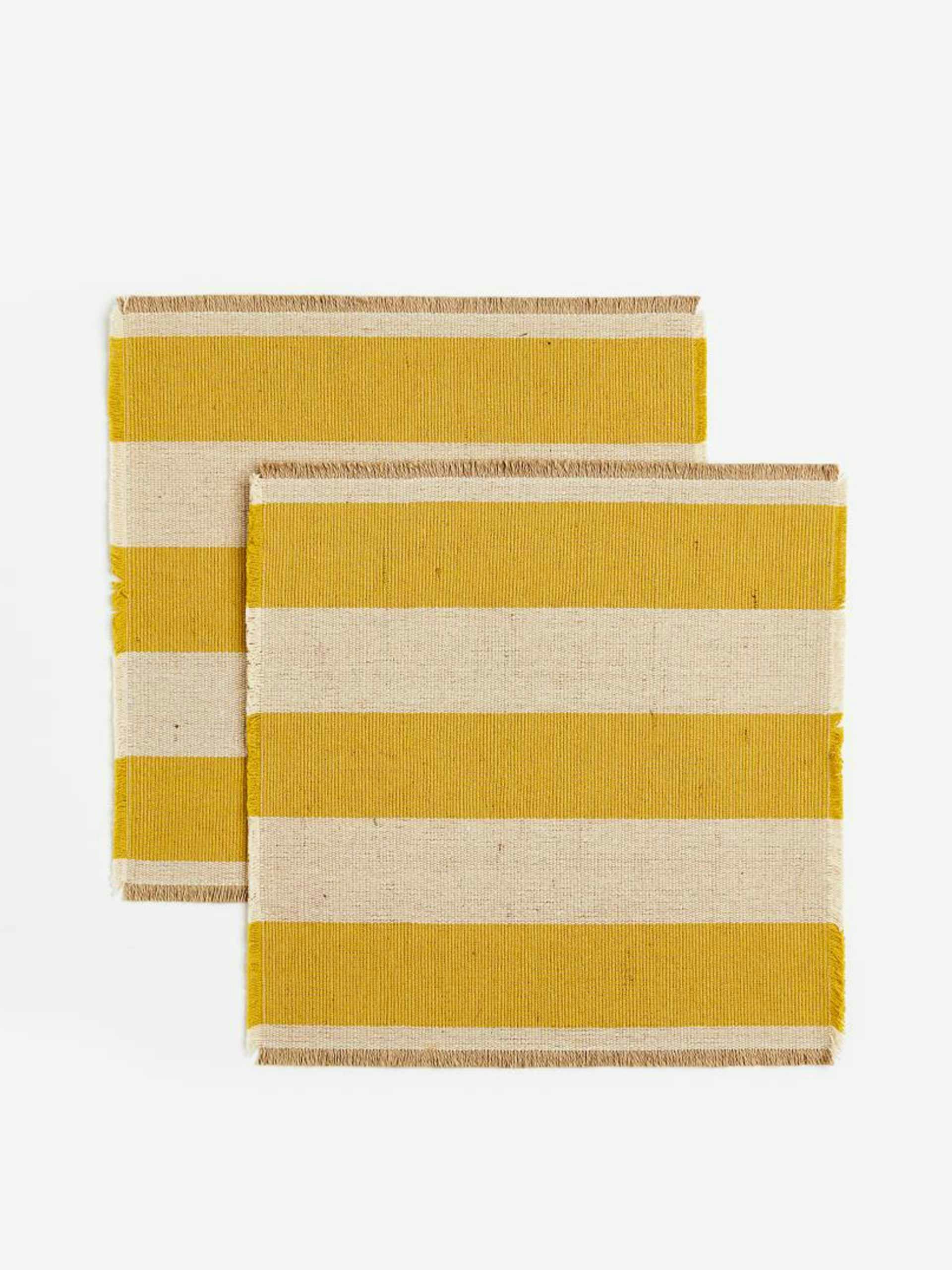 Yellow stripe jute placemats ( set of 2 )