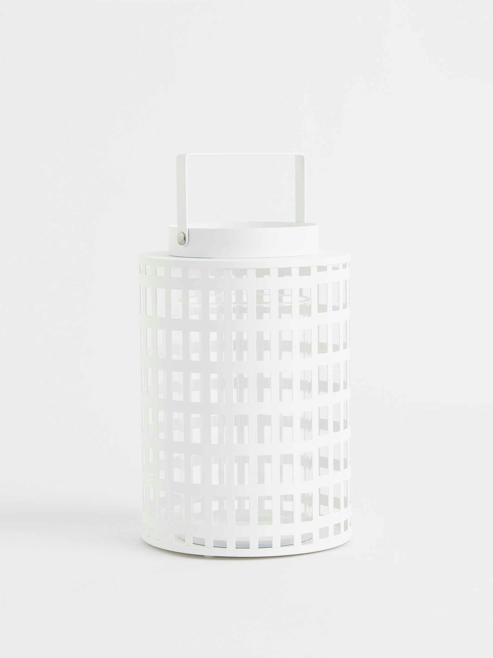 White metal candle lantern