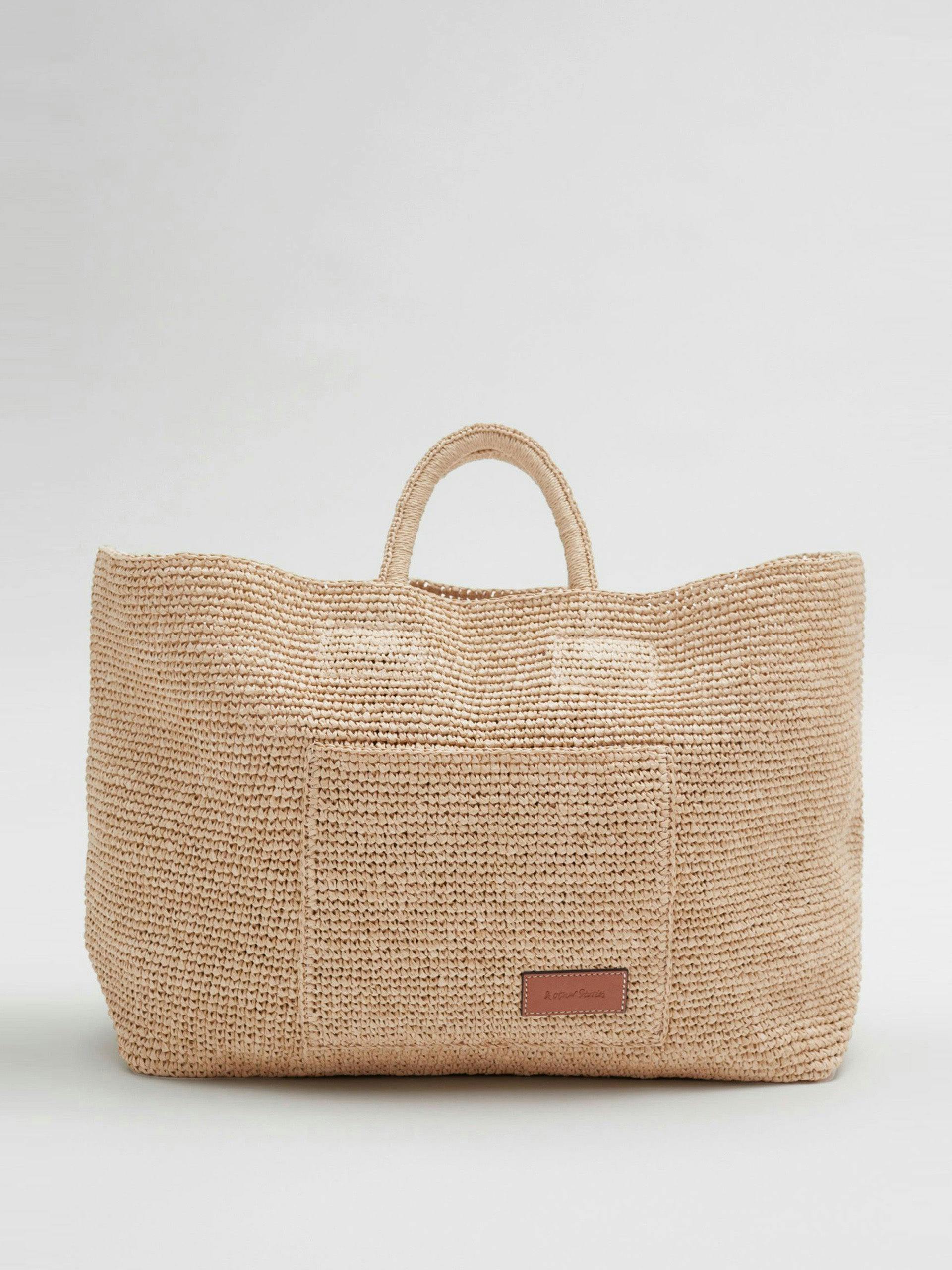 Large woven straw tote