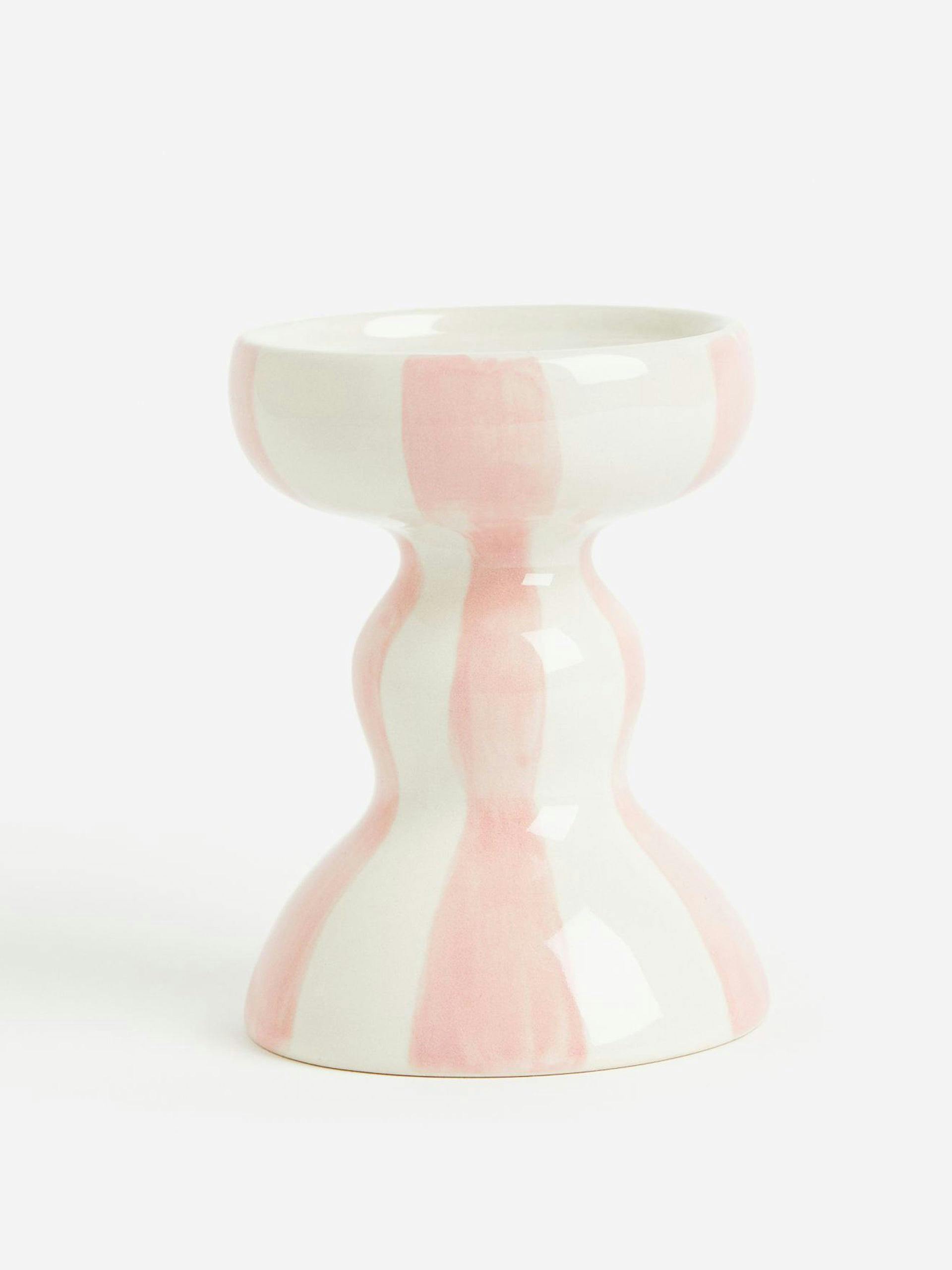 Pink stonewear candle holder