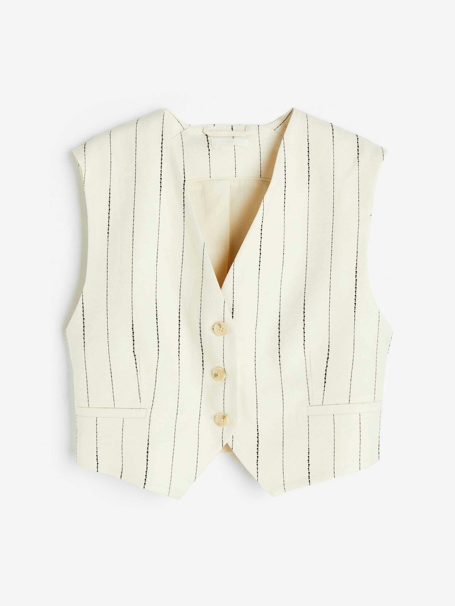Striped linen-blend waistcoat