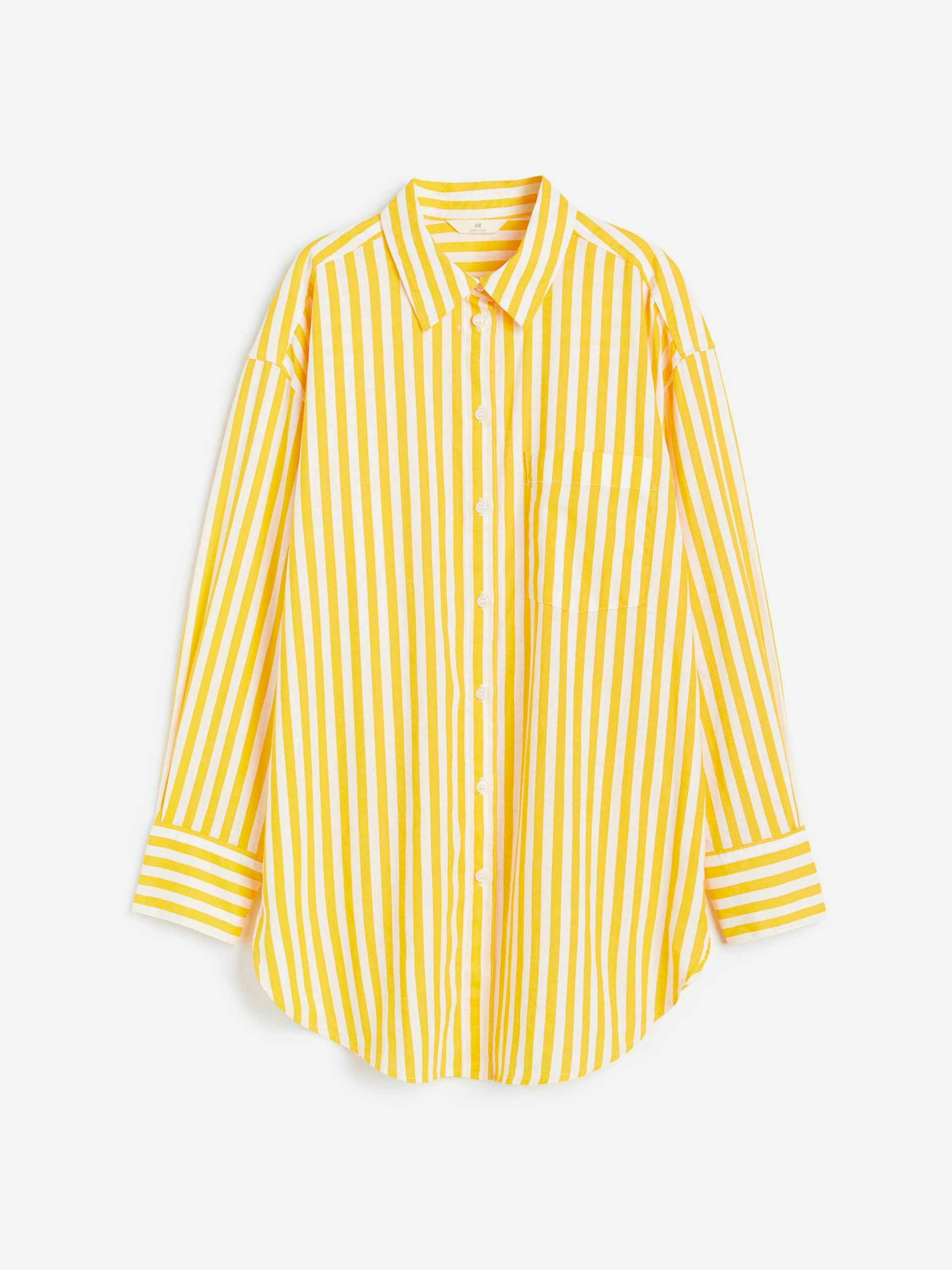 Yellow and white striped shirt
