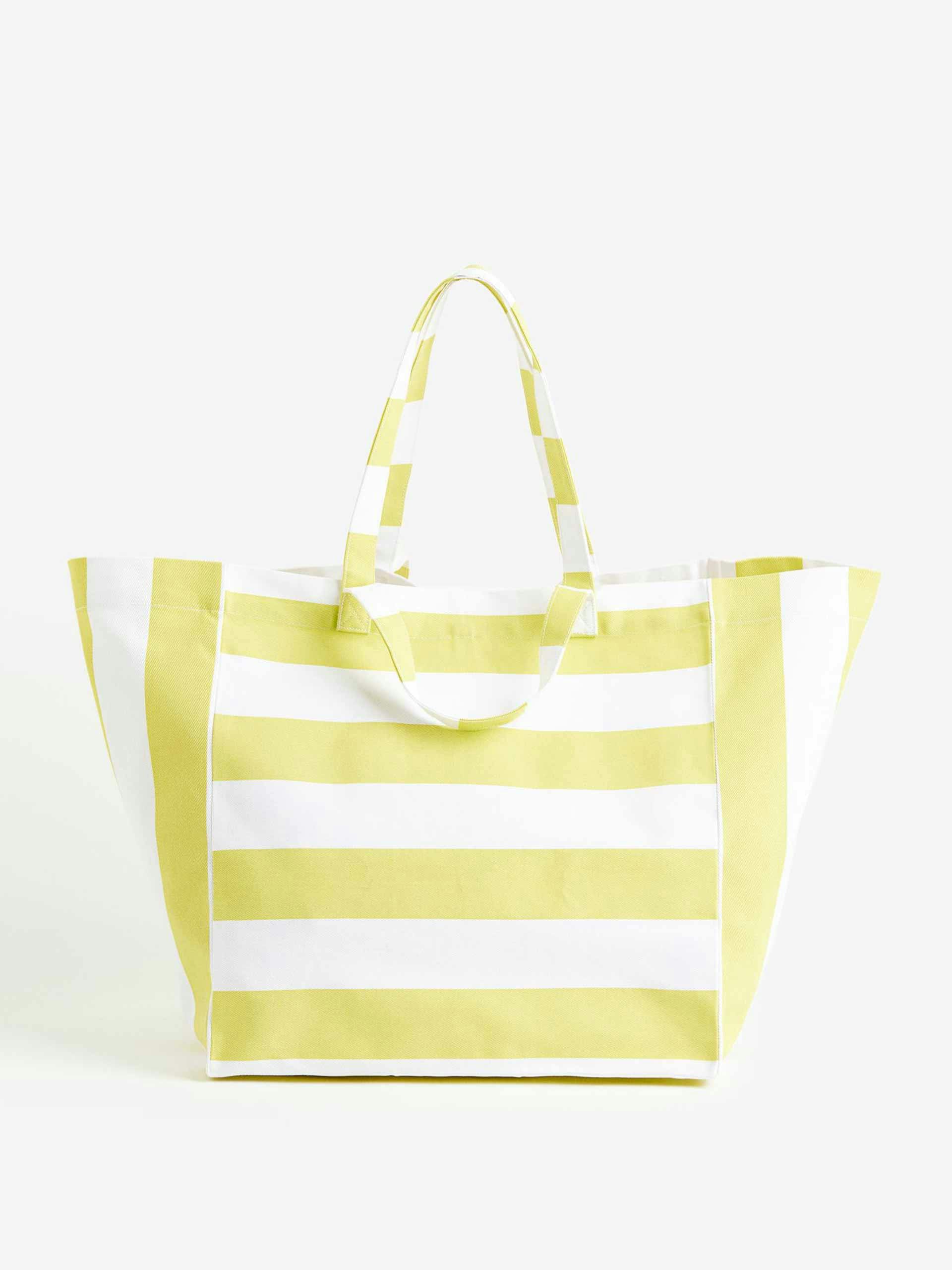 Yellow stripe cotton canvas bag