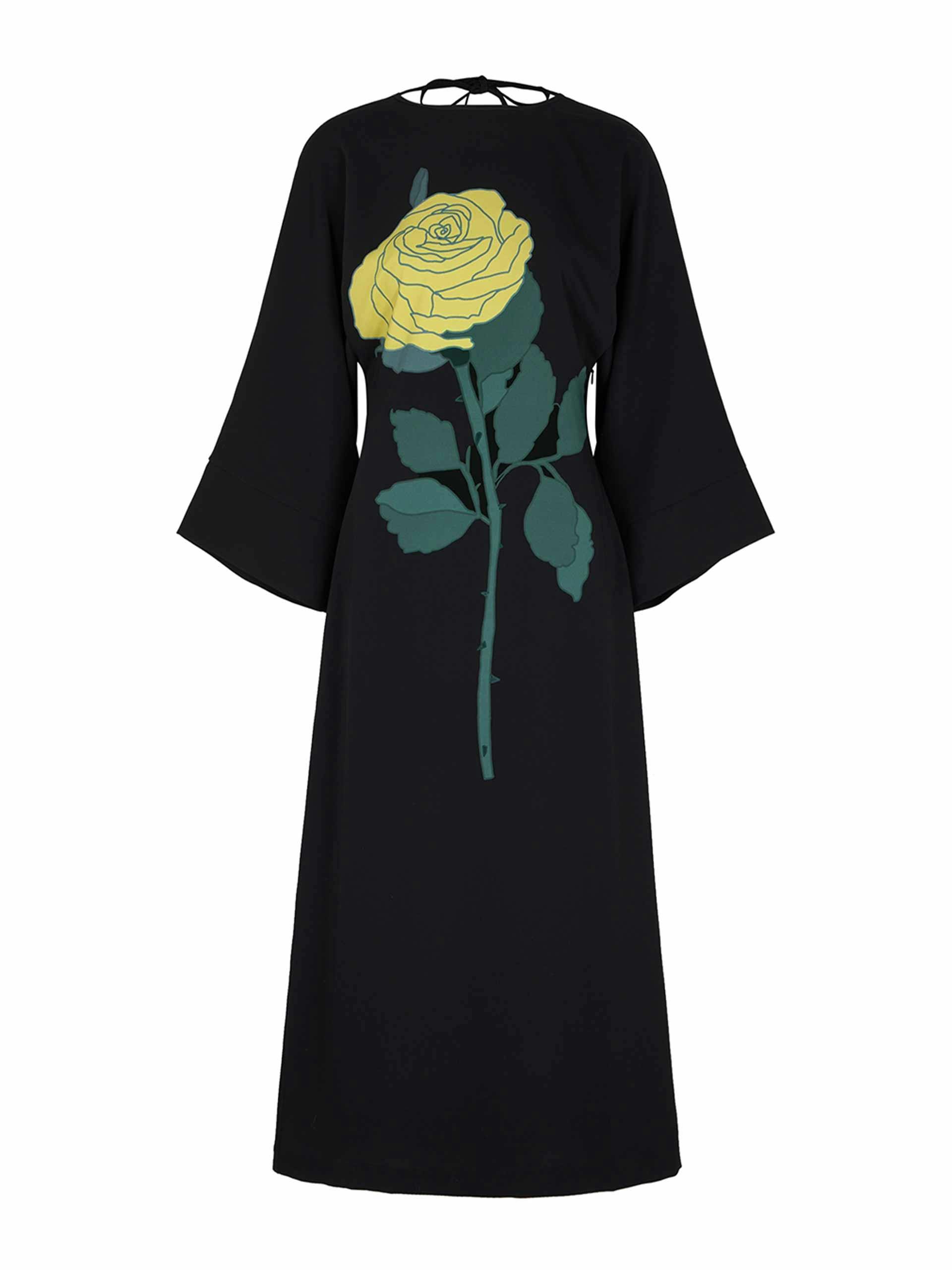 Black rose print maxi dress