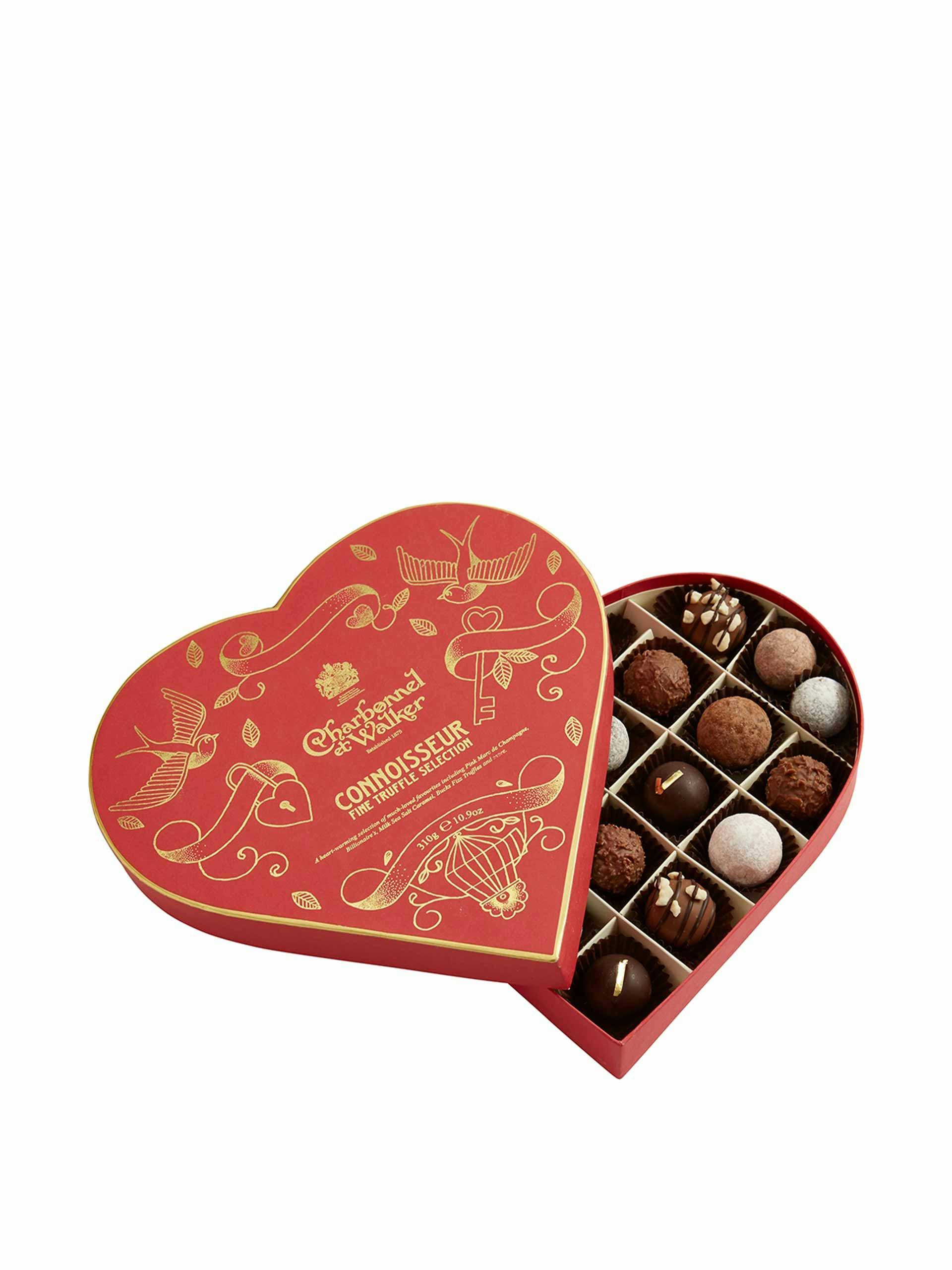 Fine chocolate truffle selection heart box