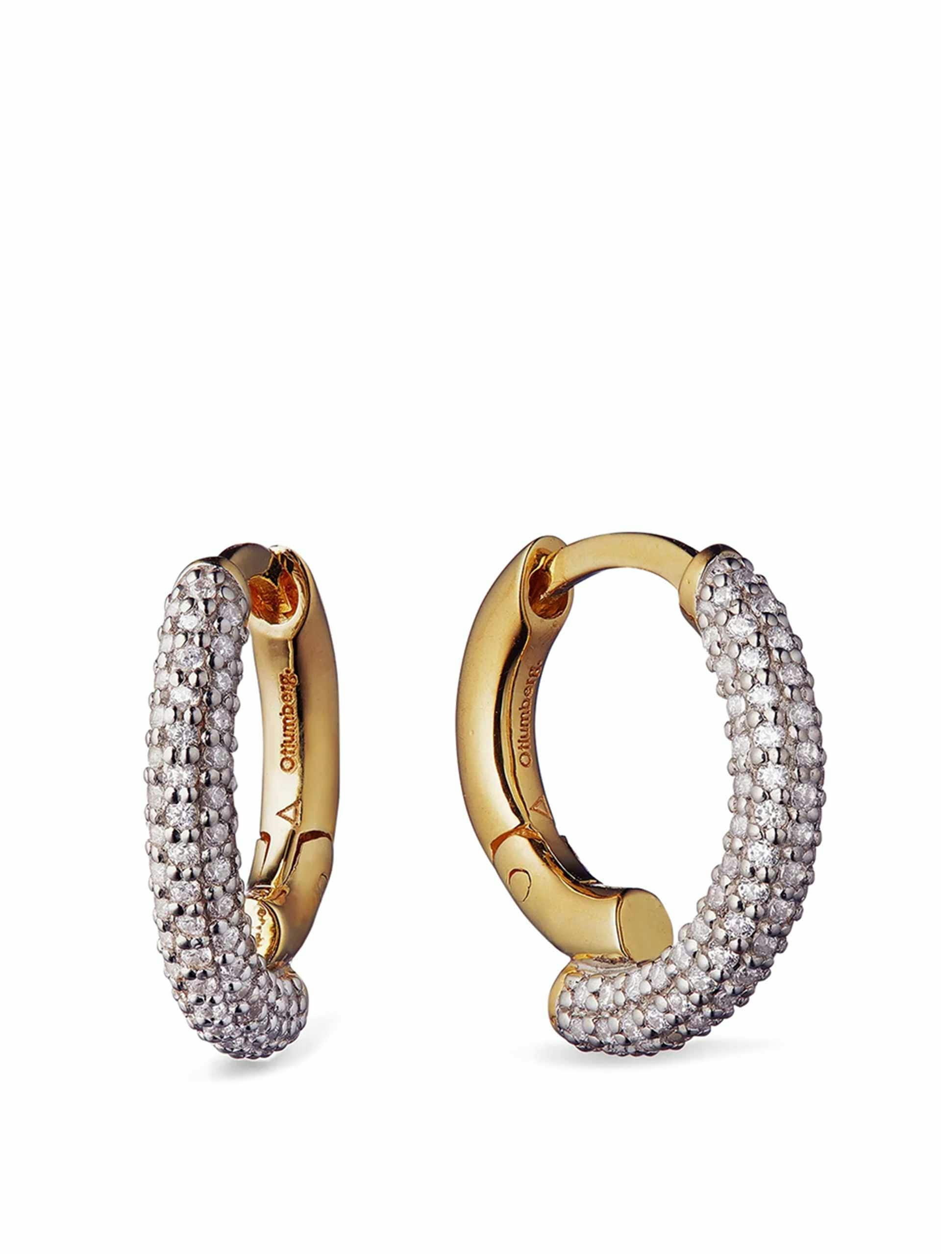 Gold vermeil crystal embellished hoop earrings