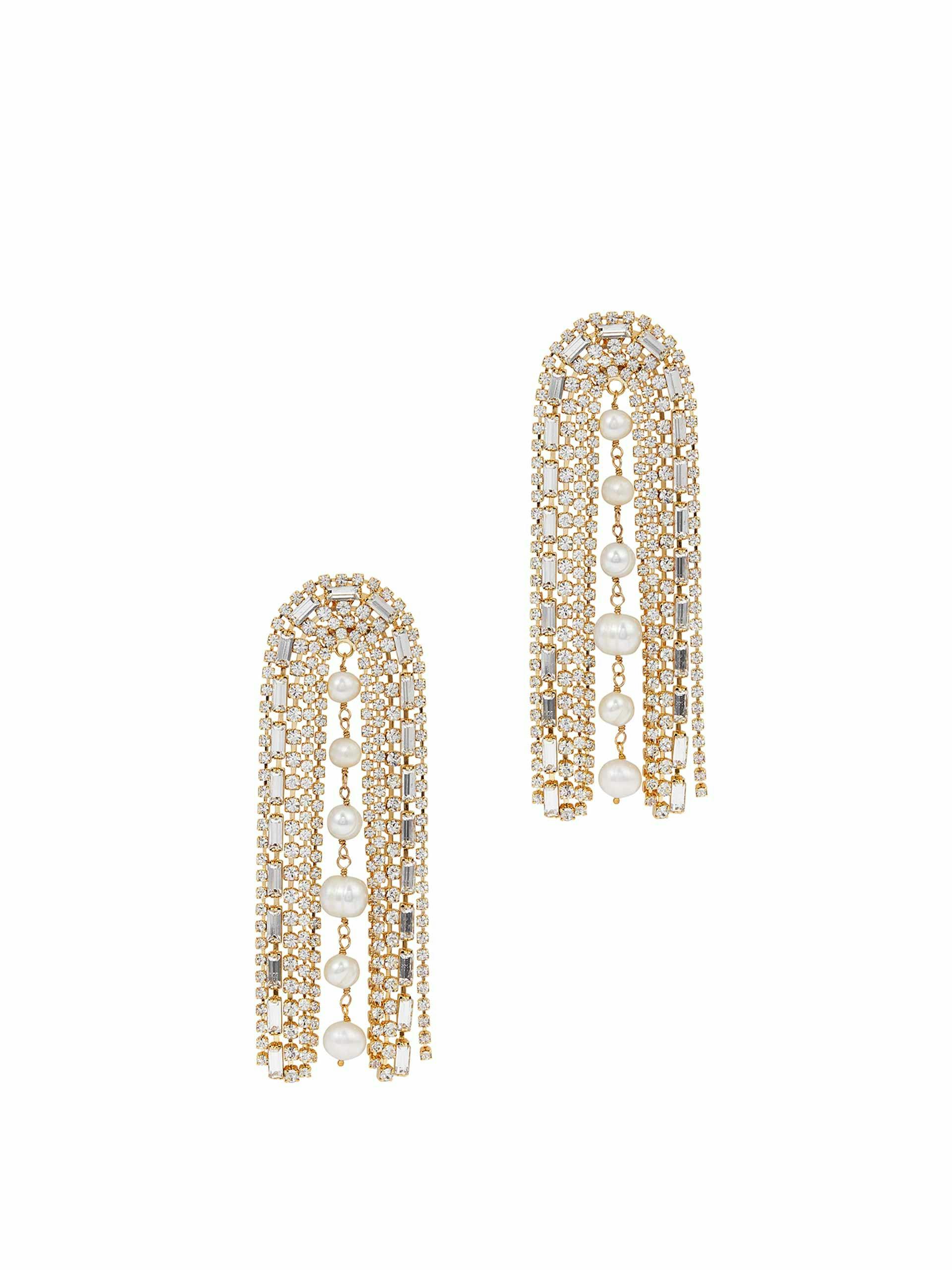 Earrings with pearls and crystals