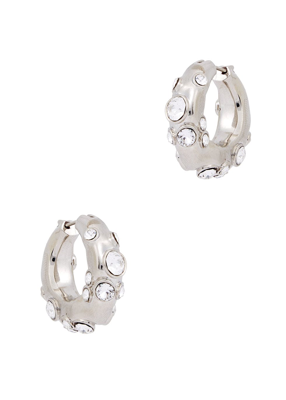 Crystal-embellished silver-tone hoop earrings